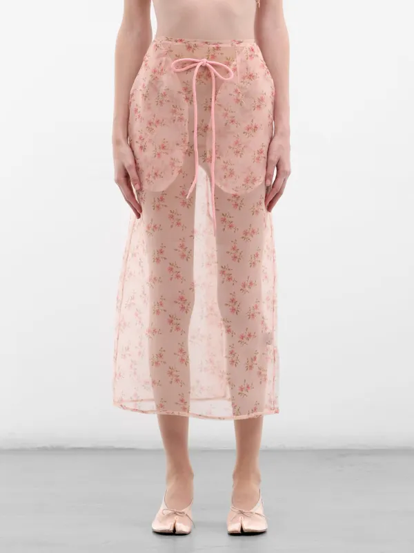 Nude Floral Organza Midi Skirt (3191-1297-NUDE-FLORAL-PINK) sold by lorenzo