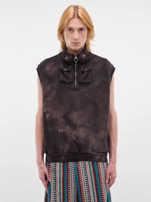 Charcoal Cotton Tie-Dye Cargo Vest (K2510SC139-CHARCOAL) sold by lorenzo