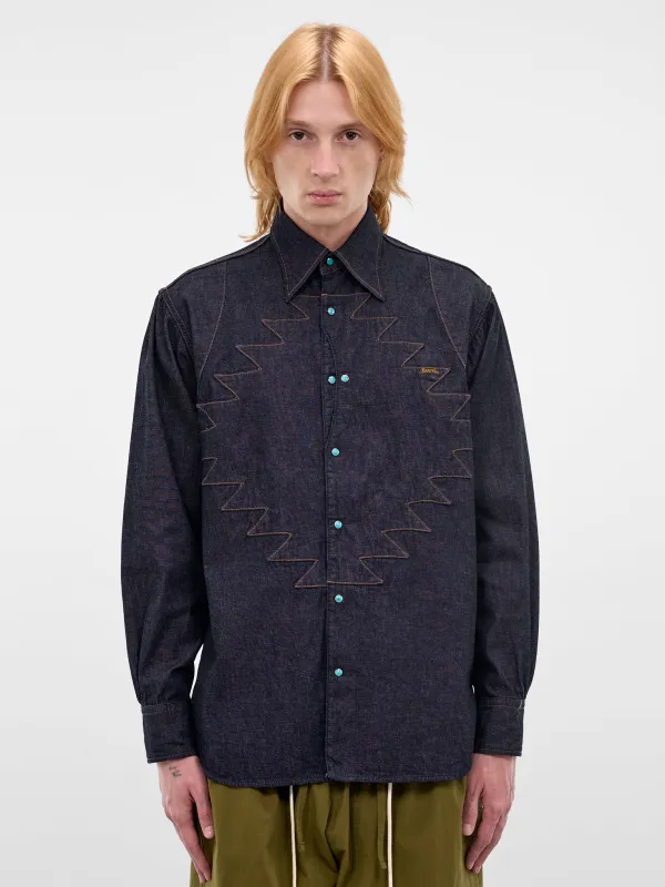 Indigo Denim Chimayo Stitching Shirt (K2509LS081-IDG-INDIGO) made by Kapital