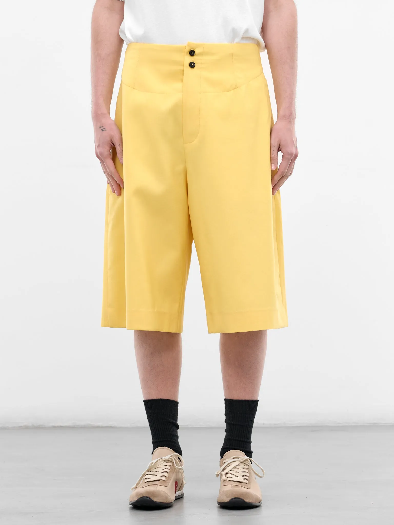 Yellow Wool Tailored Bermuda Shorts (SOM00536AW00732-250-YELLOW) sold by lorenzo