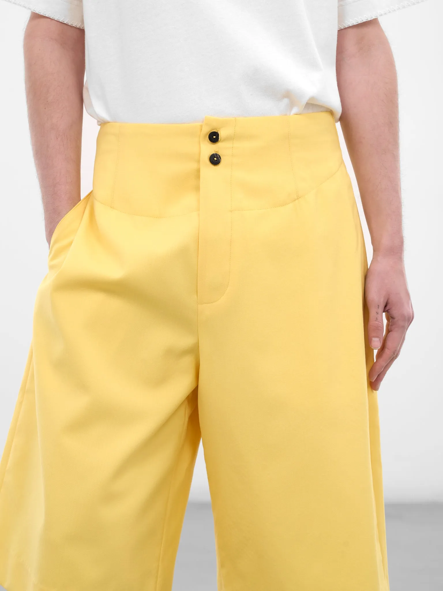 Yellow Wool Tailored Bermuda Shorts (SOM00536AW00732-250-YELLOW) sold by lorenzo product image thumbnail 5