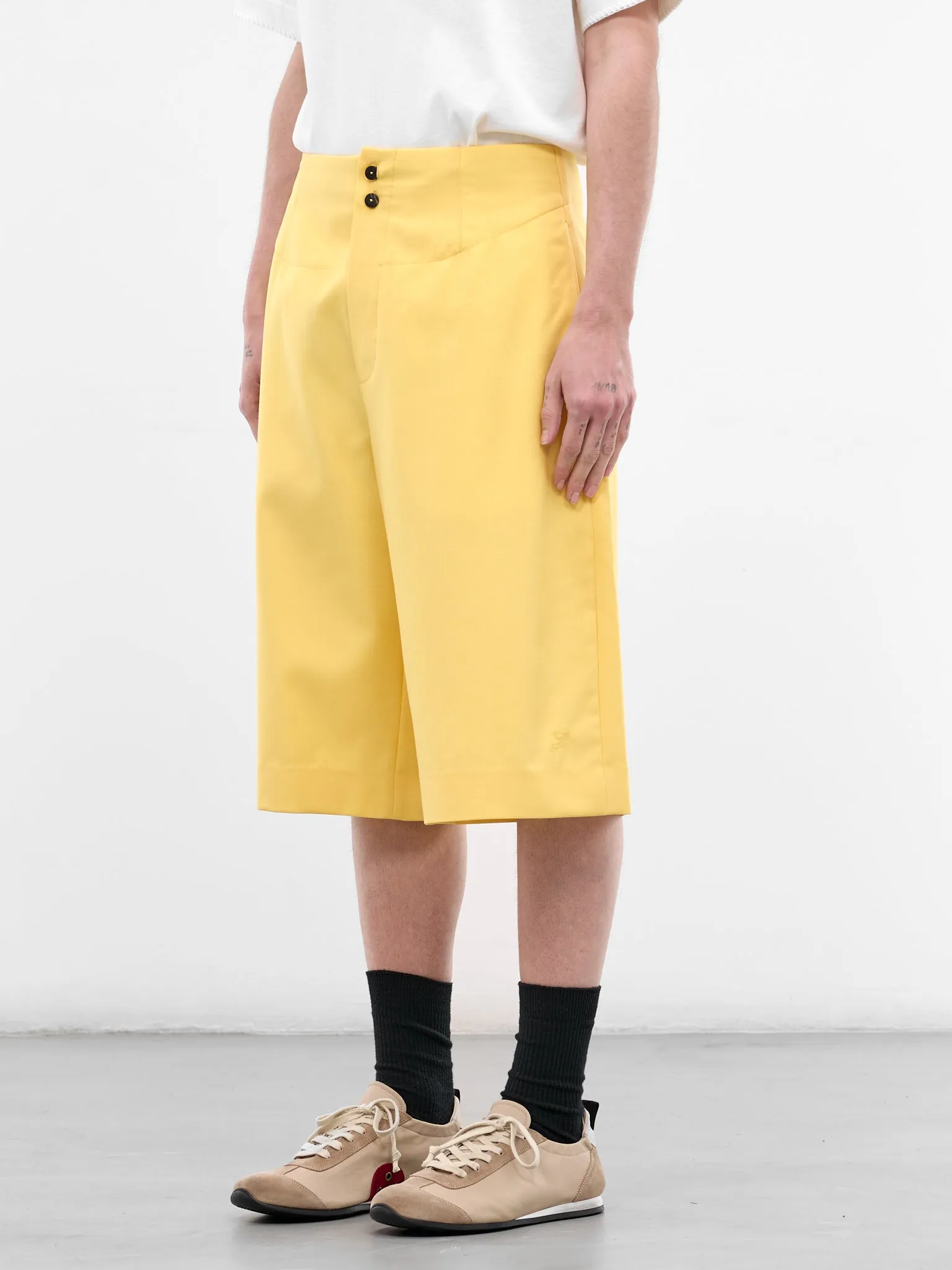 Yellow Wool Tailored Bermuda Shorts (SOM00536AW00732-250-YELLOW) sold by lorenzo product image thumbnail 2