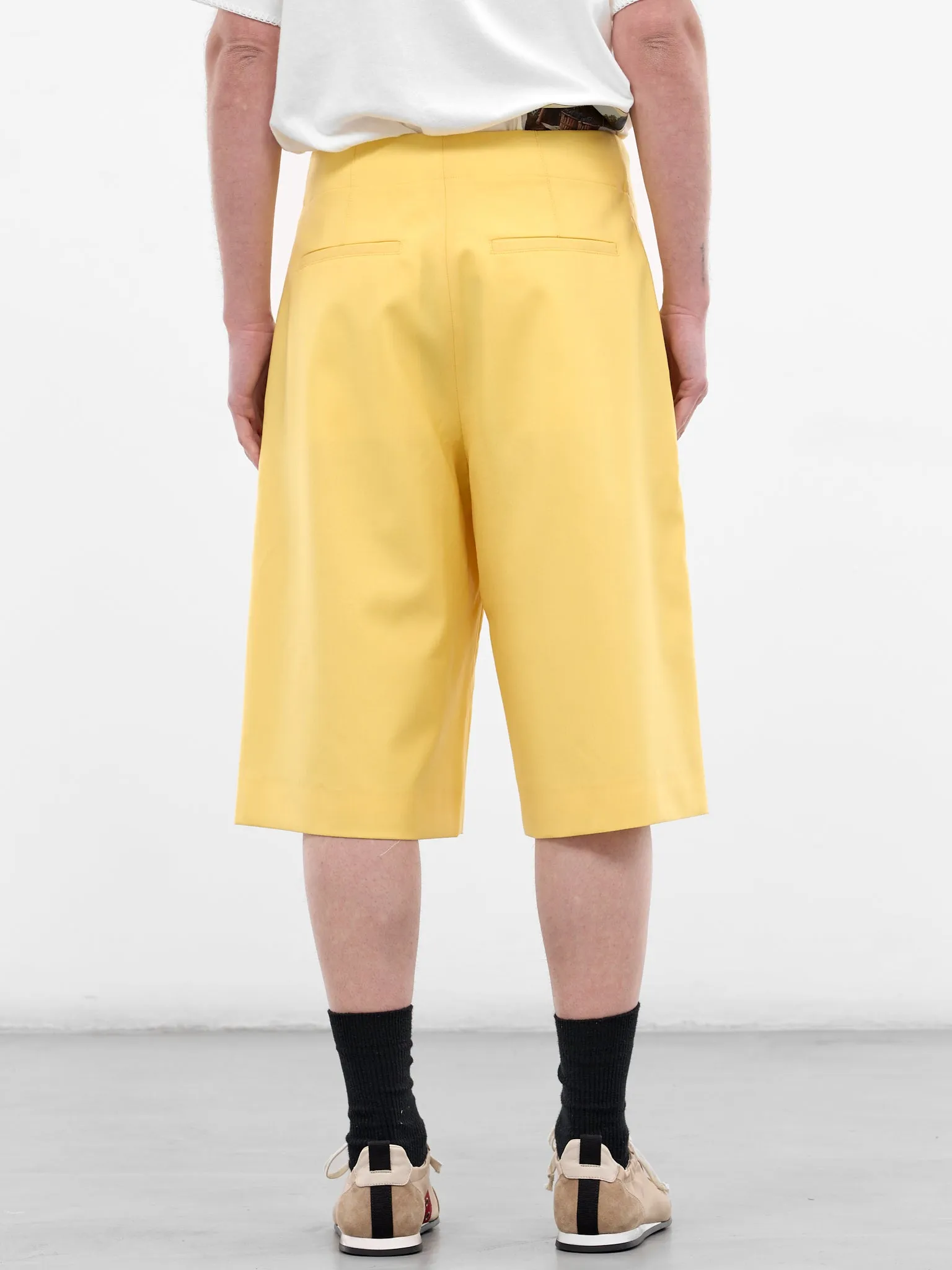 Yellow Wool Tailored Bermuda Shorts (SOM00536AW00732-250-YELLOW) sold by lorenzo product image thumbnail 3