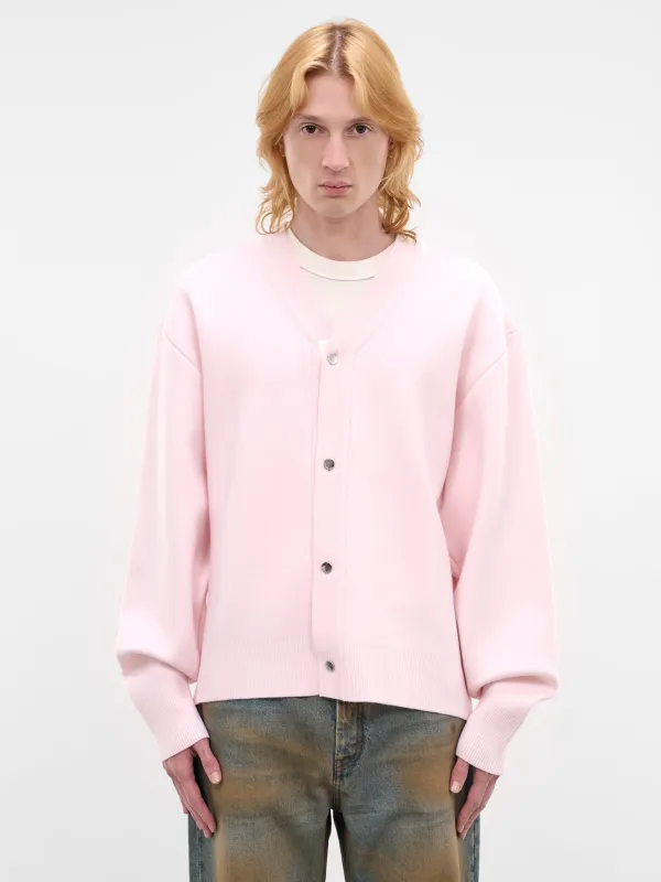 Pink Wool Knit Rounded Cardigan (CDM00292CK00185-LIGHT-PINK) made by Jacquemus