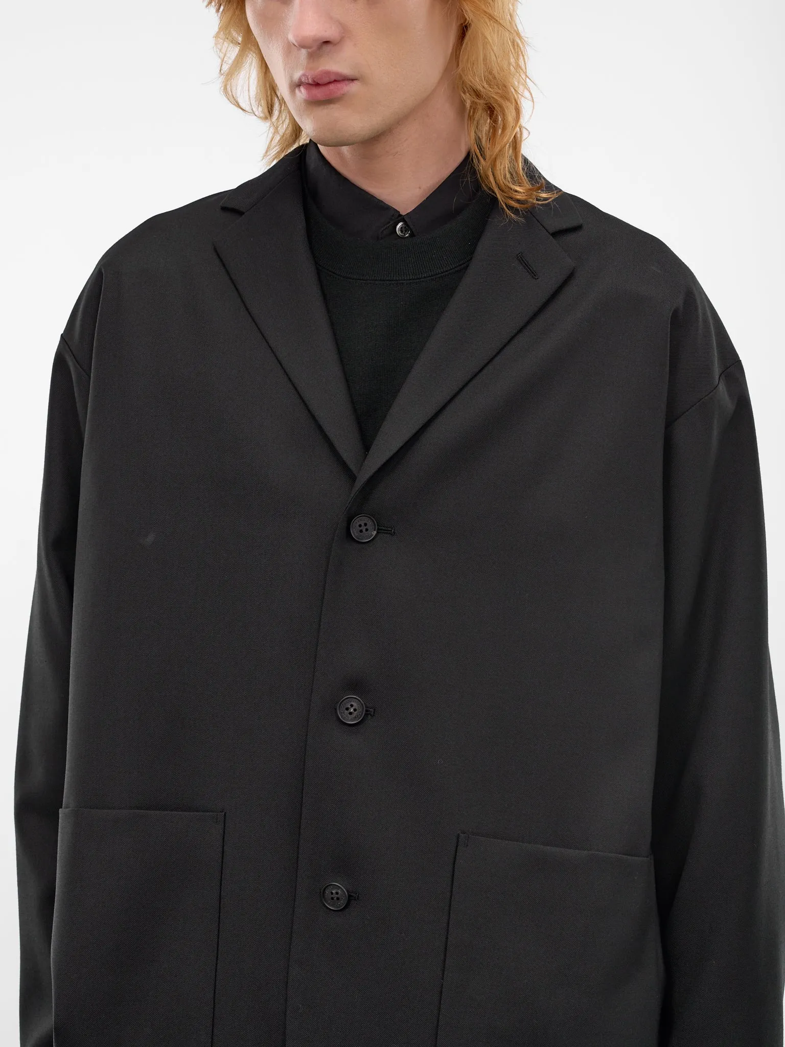 Wool Boxy Blazer (HQ-J009-S26-BLACK) sold by lorenzo product image thumbnail 5