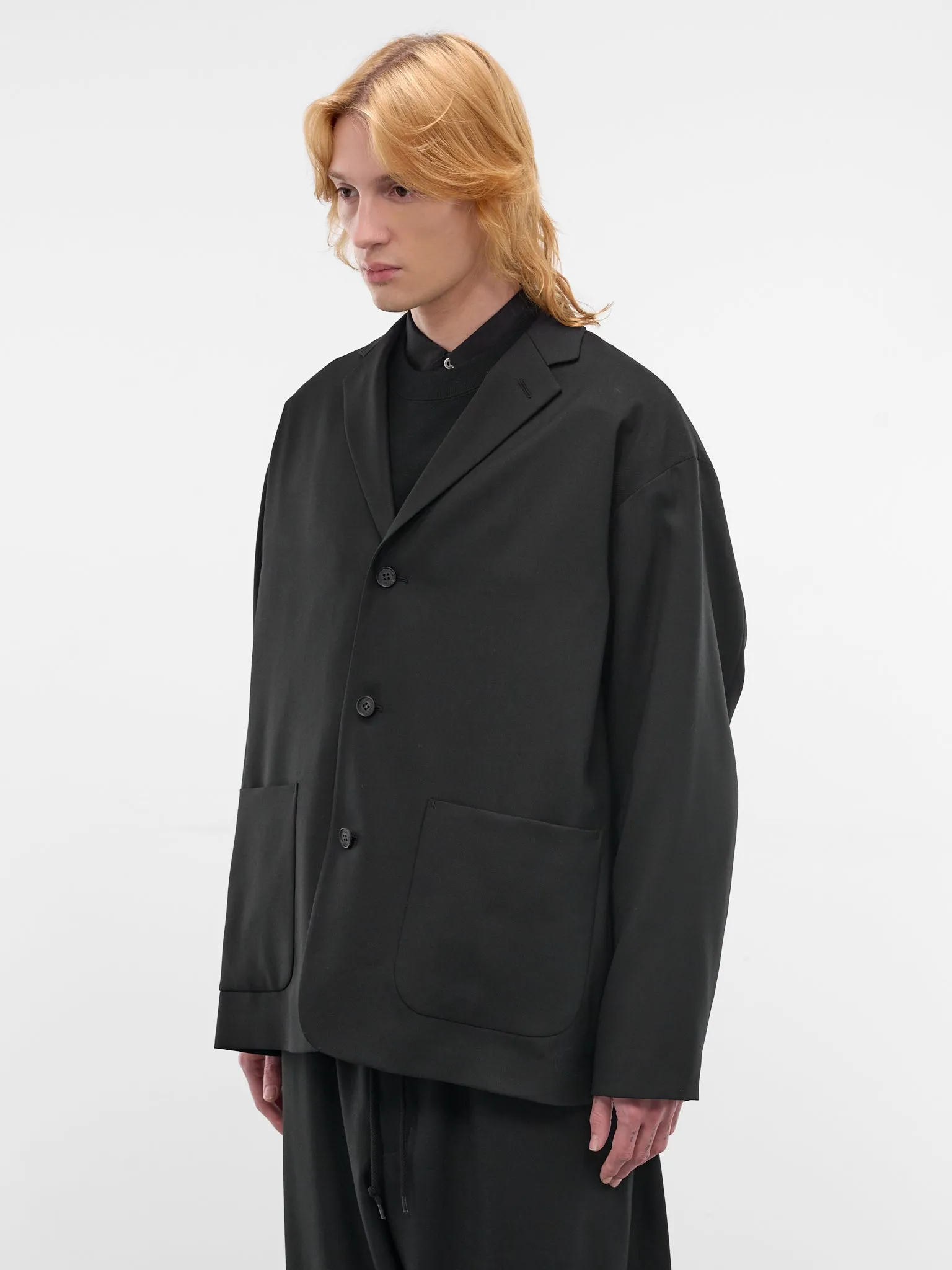 Wool Boxy Blazer (HQ-J009-S26-BLACK) sold by lorenzo product image thumbnail 2