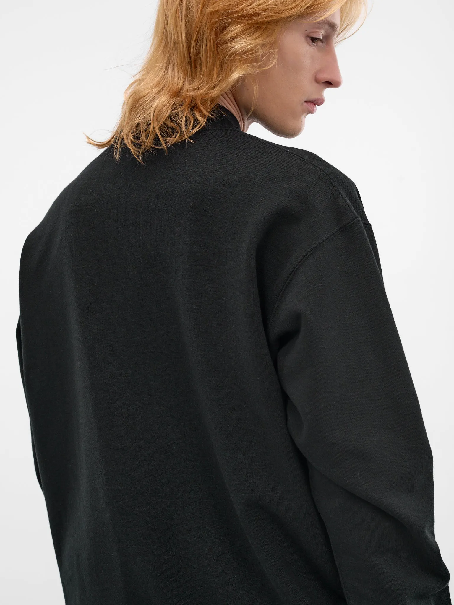 Black Cotton Logo Crewneck Sweatshirt (HQ-T104-S26-BLACK) sold by lorenzo product image thumbnail 4