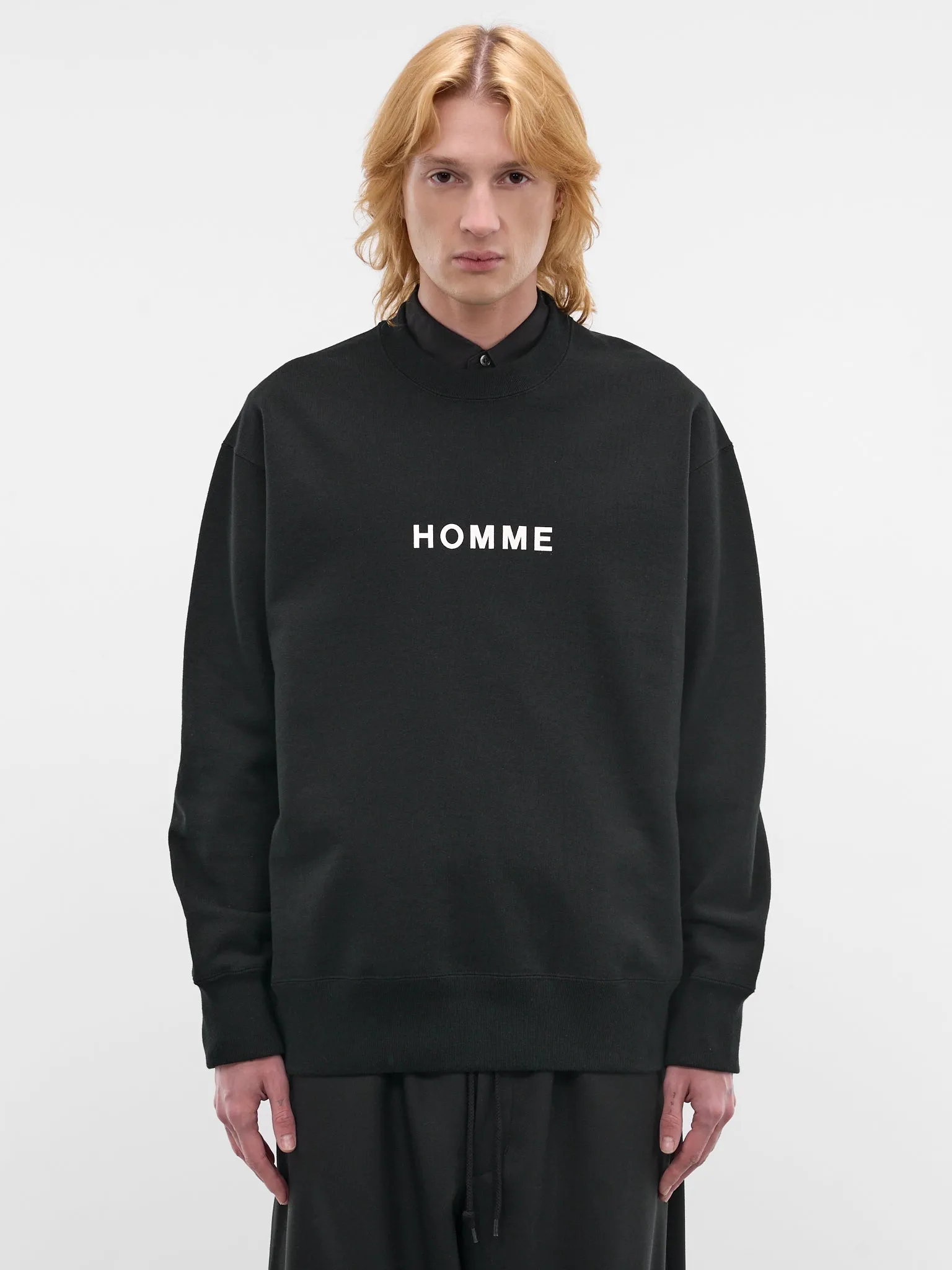 Black Cotton Logo Crewneck Sweatshirt (HQ-T104-S26-BLACK) sold by lorenzo