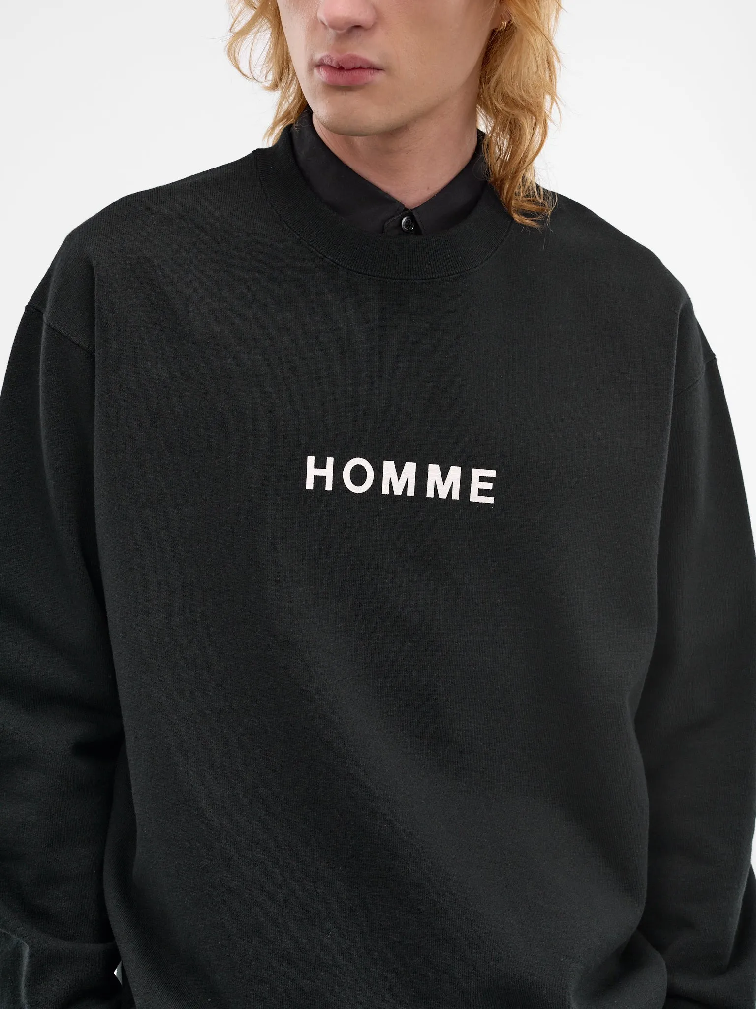 Black Cotton Logo Crewneck Sweatshirt (HQ-T104-S26-BLACK) sold by lorenzo product image thumbnail 5