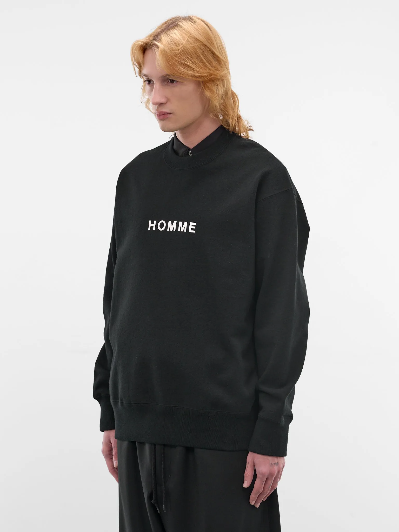 Black Cotton Logo Crewneck Sweatshirt (HQ-T104-S26-BLACK) sold by lorenzo product image thumbnail 2