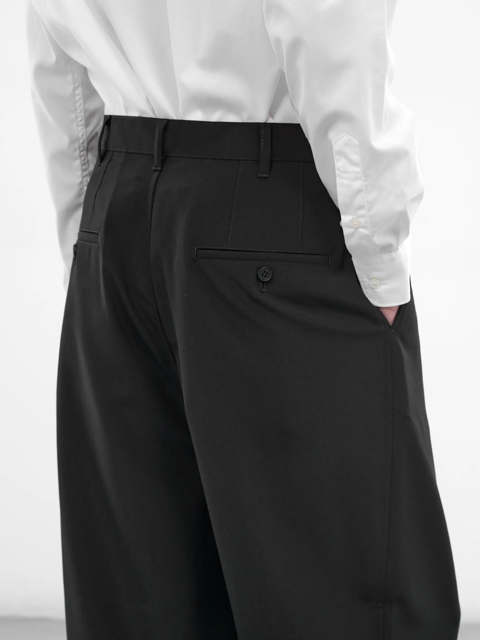 Navy Wool Cropped Wide Trousers (HQ-P102-S26-NAVY) sold by lorenzo product image thumbnail 5
