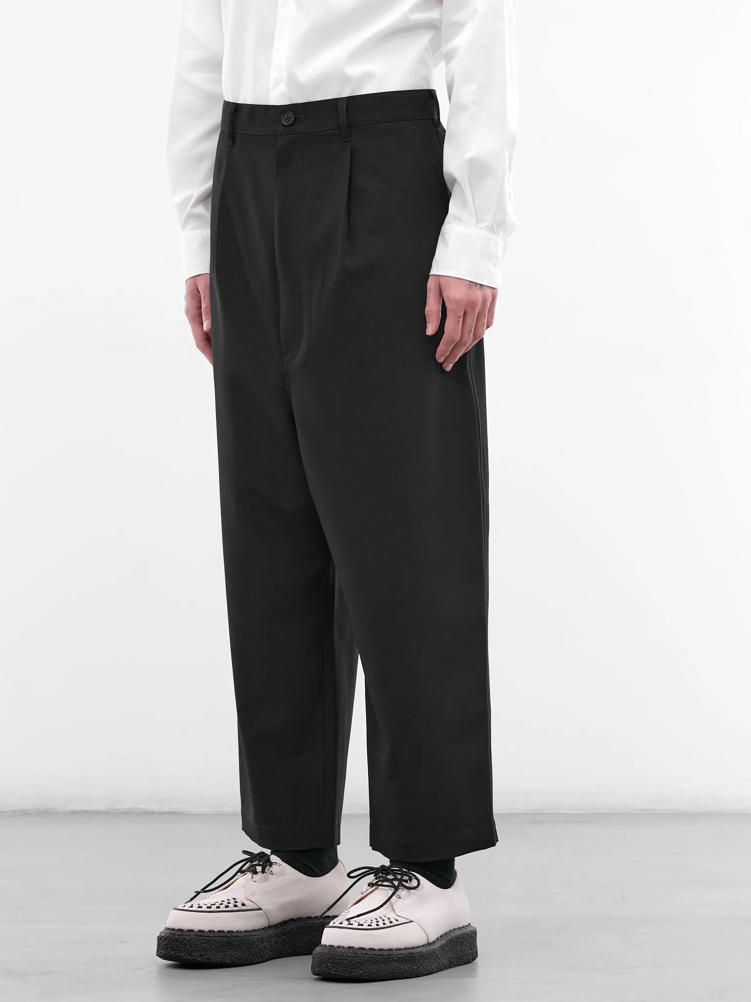 Navy Wool Cropped Wide Trousers (HQ-P102-S26-NAVY) sold by lorenzo product image thumbnail 2