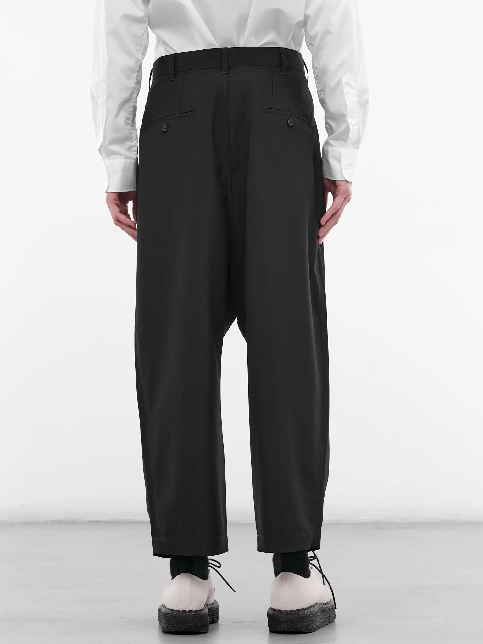 Navy Wool Cropped Wide Trousers (HQ-P102-S26-NAVY) sold by lorenzo product image thumbnail 3