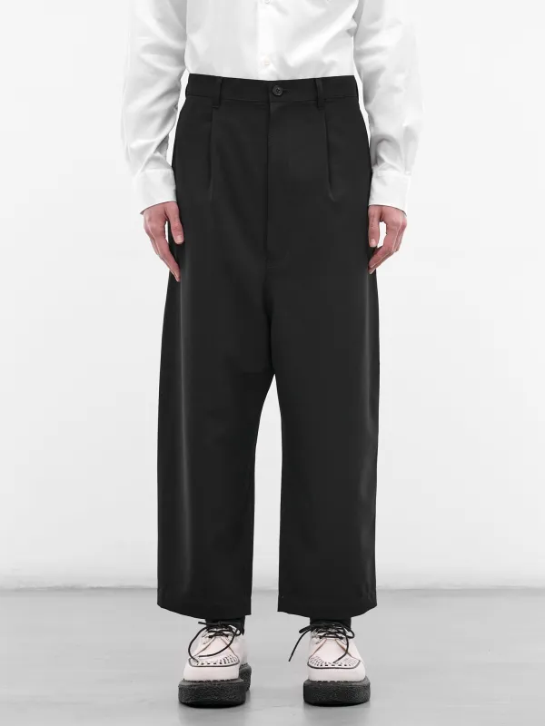 Navy Wool Cropped Wide Trousers (HQ-P102-S26-NAVY) made by Comme des Garcons