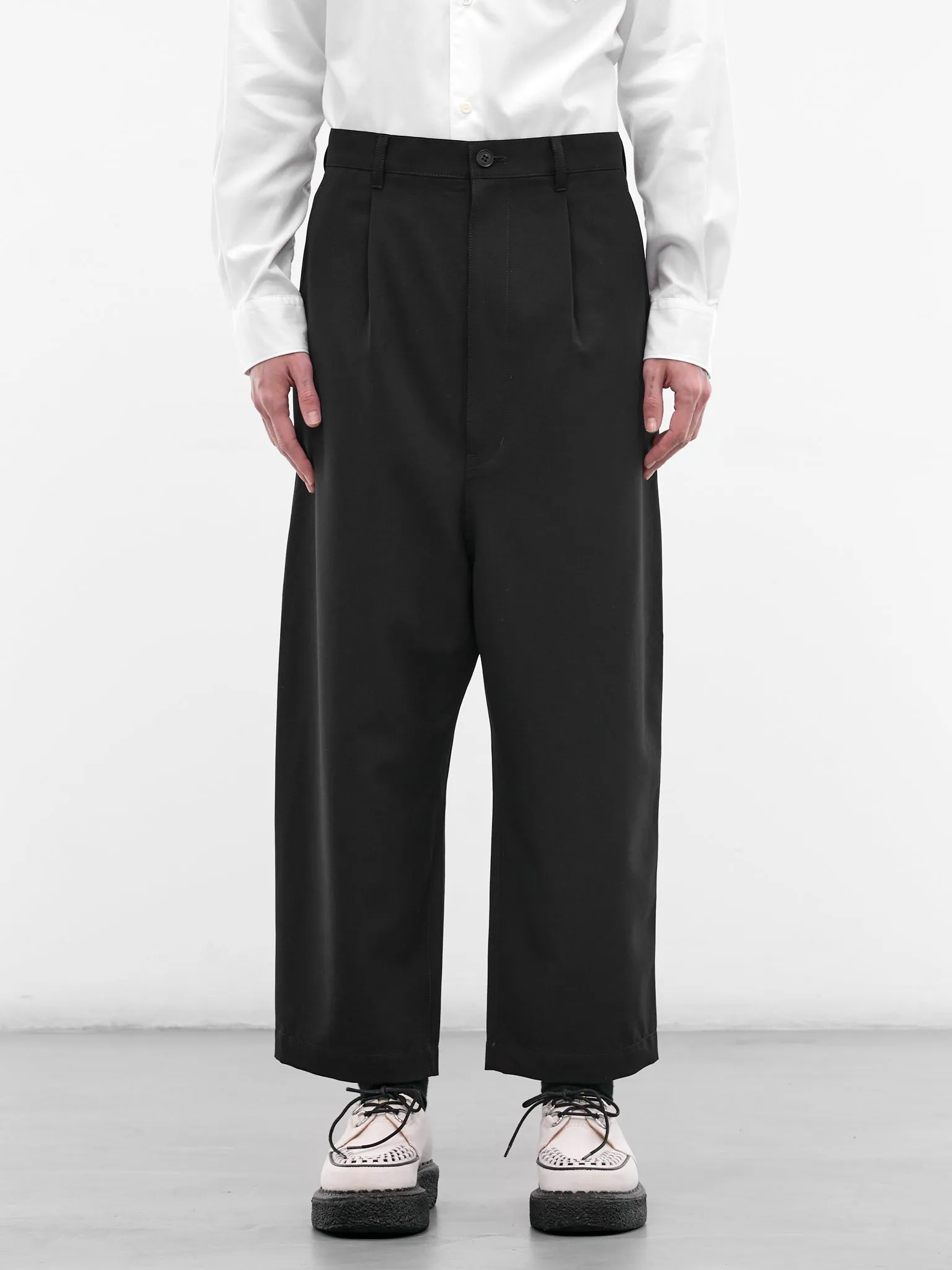 Navy Wool Cropped Wide Trousers (HQ-P102-S26-NAVY) sold by lorenzo