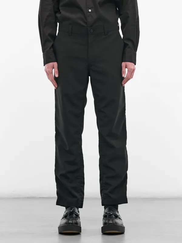 Black Wool Slim Ruched Trousers (HQ-P101-S26-BLACK) made by Comme des Garcons