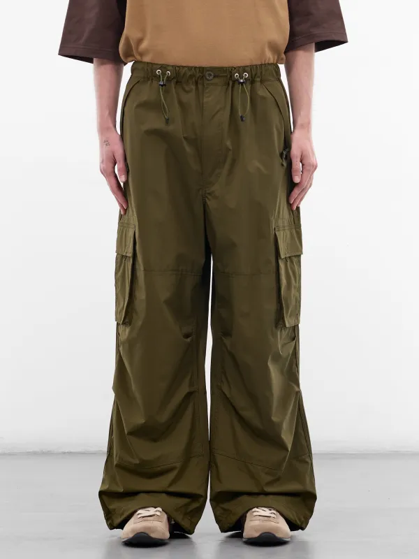 Khaki Nylon Baggy Cargo Pants (HQ-P011-S26-KHAKI) sold by lorenzo
