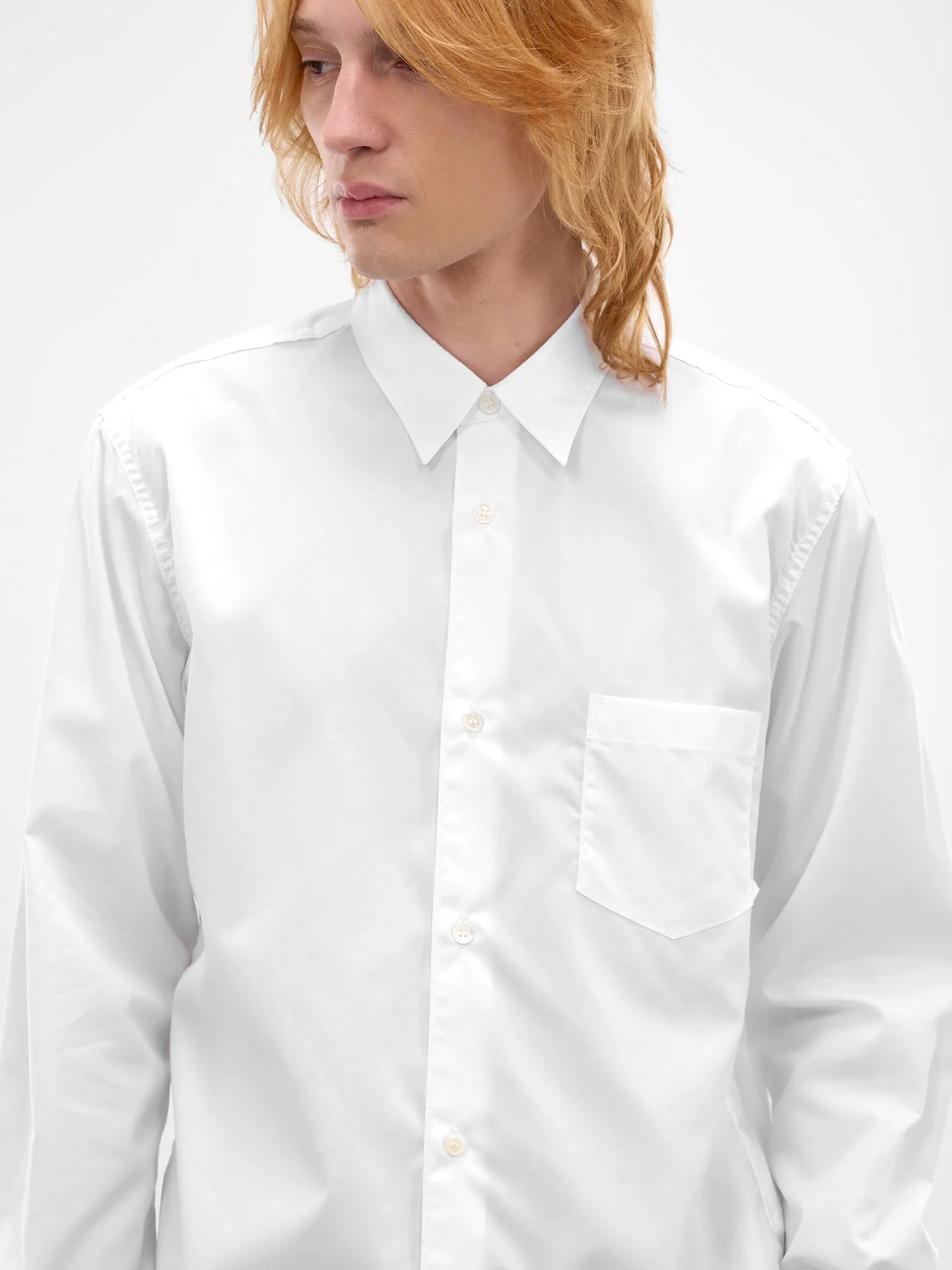 White Cotton Button-Up Shirt (HQ-B101-S26-WHITE) sold by lorenzo product image thumbnail 5