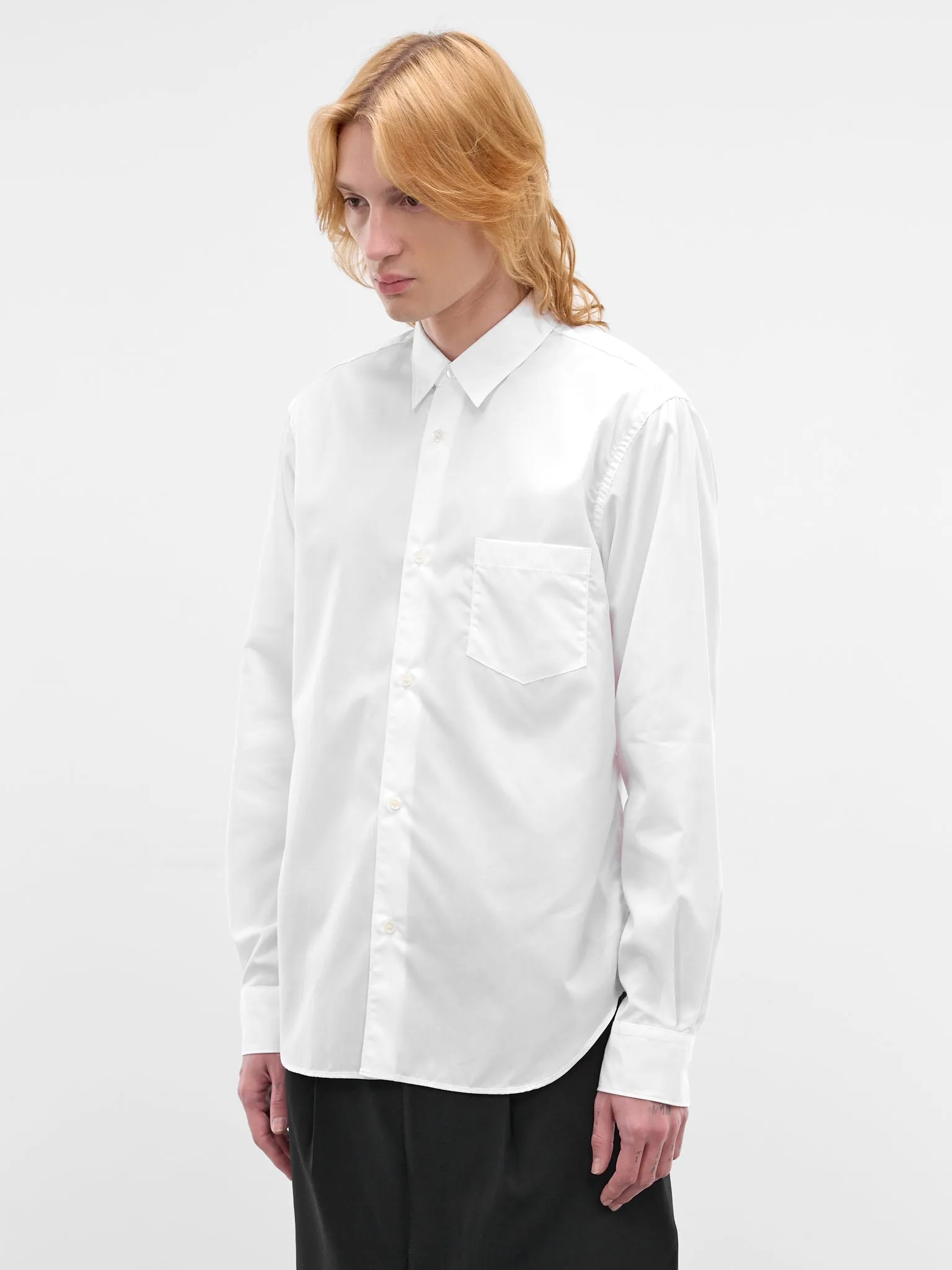 White Cotton Button-Up Shirt (HQ-B101-S26-WHITE) sold by lorenzo product image thumbnail 2