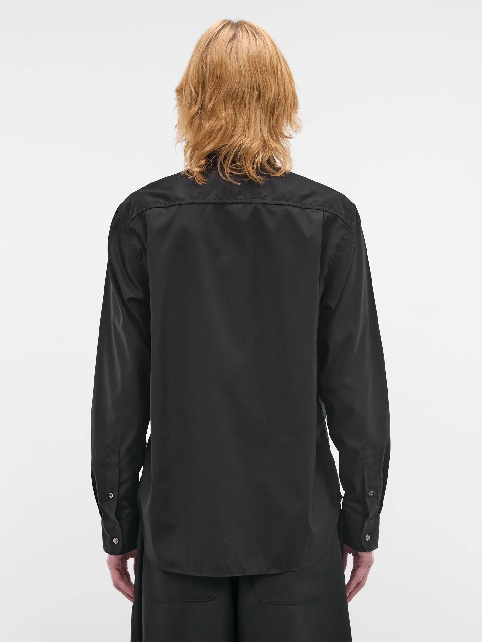 Black Cotton Button-Up Shirt (HQ-B101-S26-BLACK) sold by lorenzo product image thumbnail 3