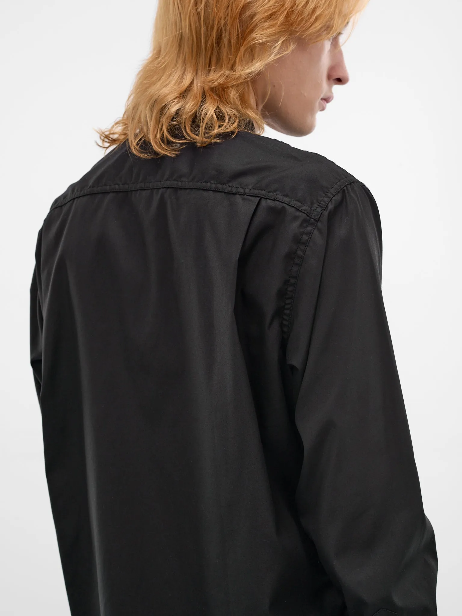 Black Cotton Button-Up Shirt (HQ-B101-S26-BLACK) sold by lorenzo product image thumbnail 4