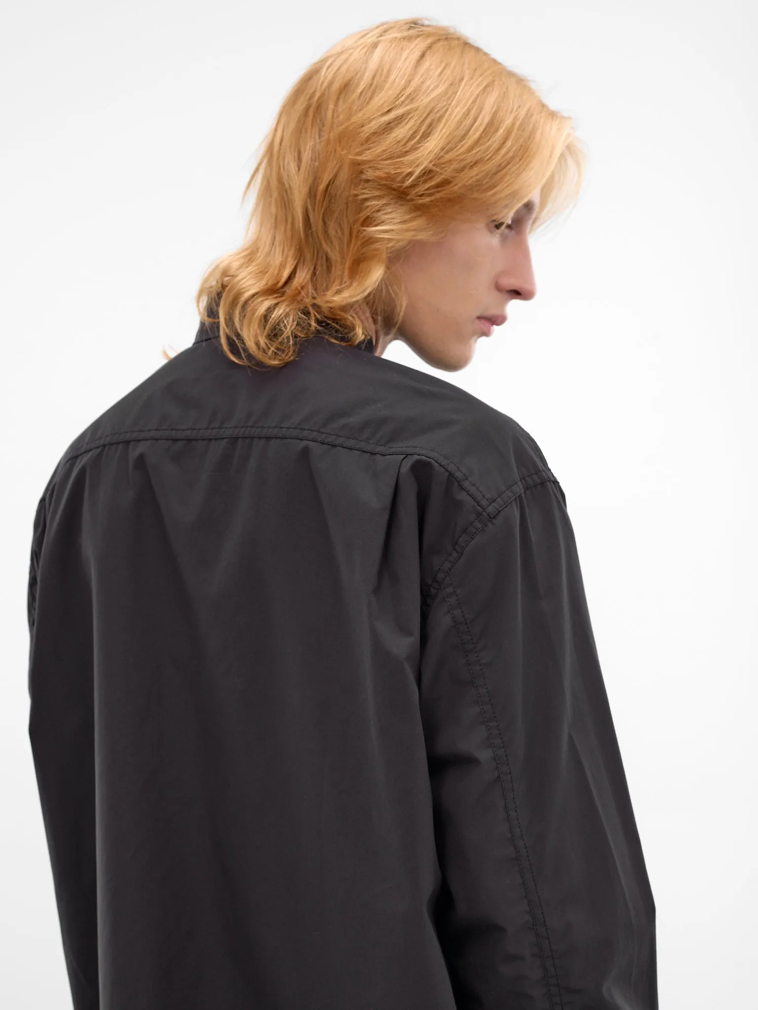 Black Cotton Zip Shirt (HQ-B002-S26-BLACK) sold by lorenzo product image thumbnail 5