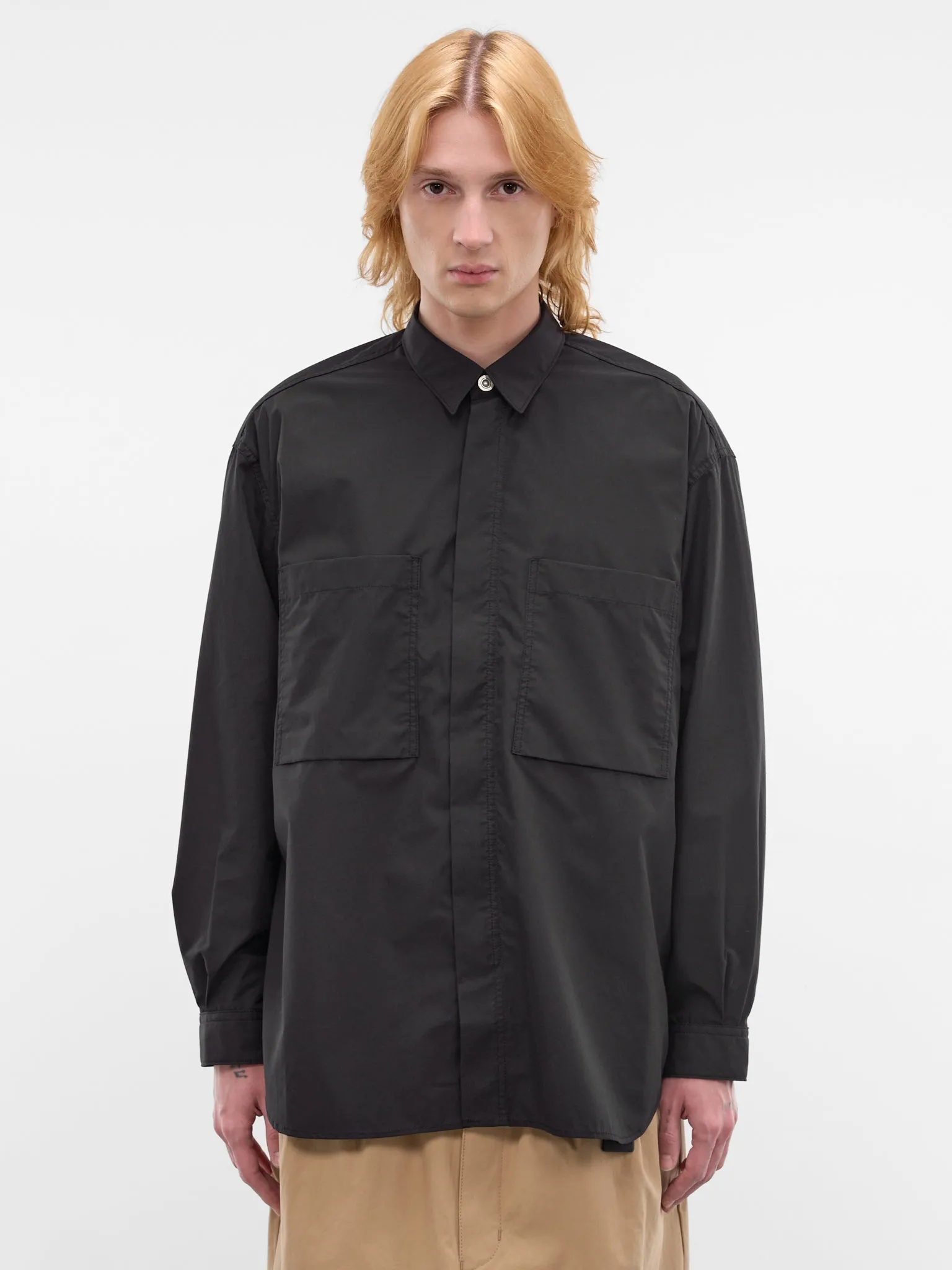 Black Cotton Zip Shirt (HQ-B002-S26-BLACK) sold by lorenzo