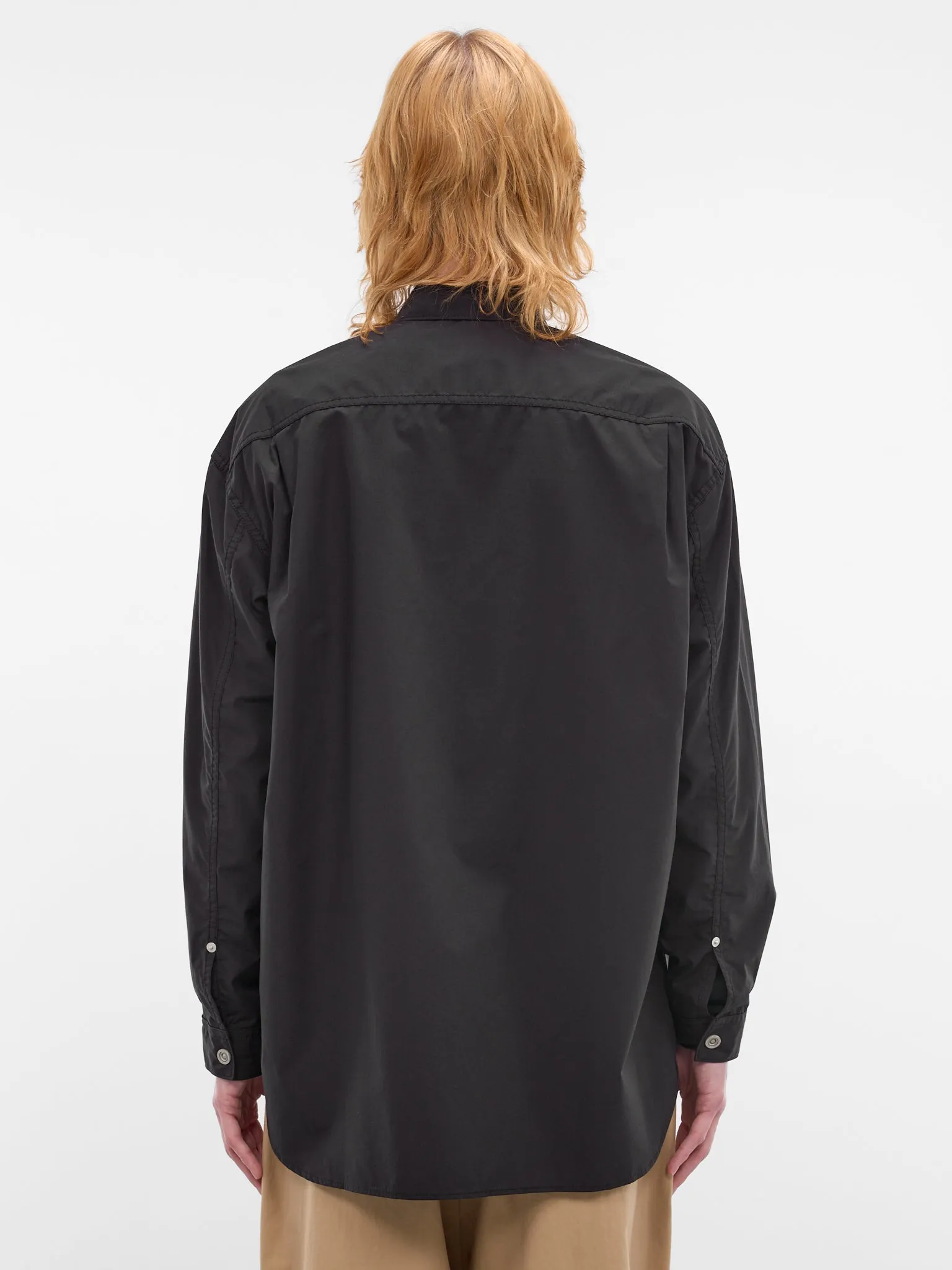Black Cotton Zip Shirt (HQ-B002-S26-BLACK) sold by lorenzo product image thumbnail 3