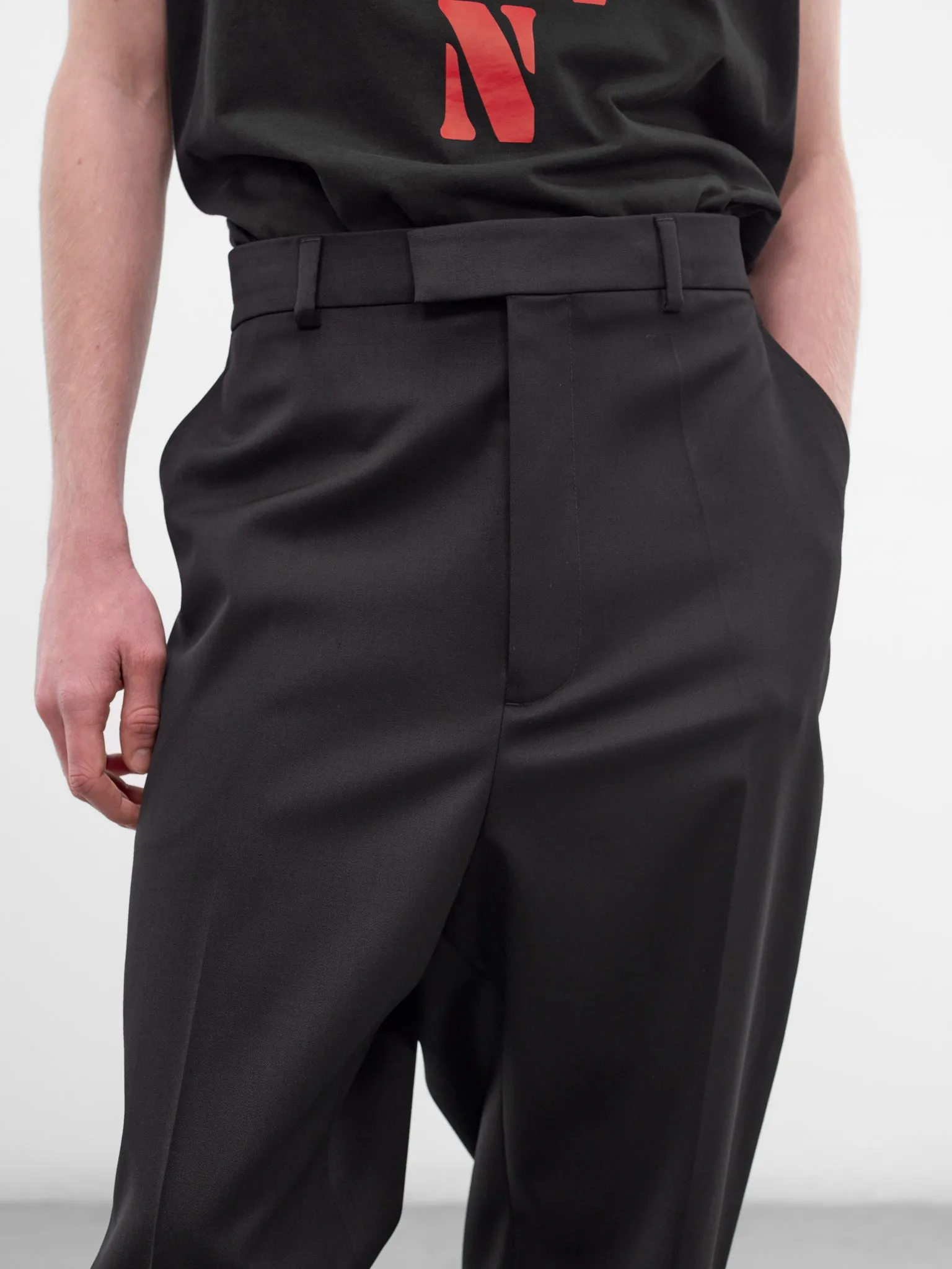Black Wool Duct Tape Pants (ME76TP026B-BLACK) sold by lorenzo product image thumbnail 5