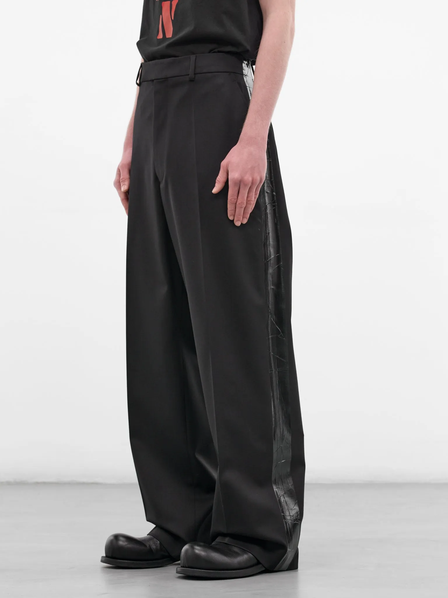 Black Wool Duct Tape Pants (ME76TP026B-BLACK) sold by lorenzo product image thumbnail 2