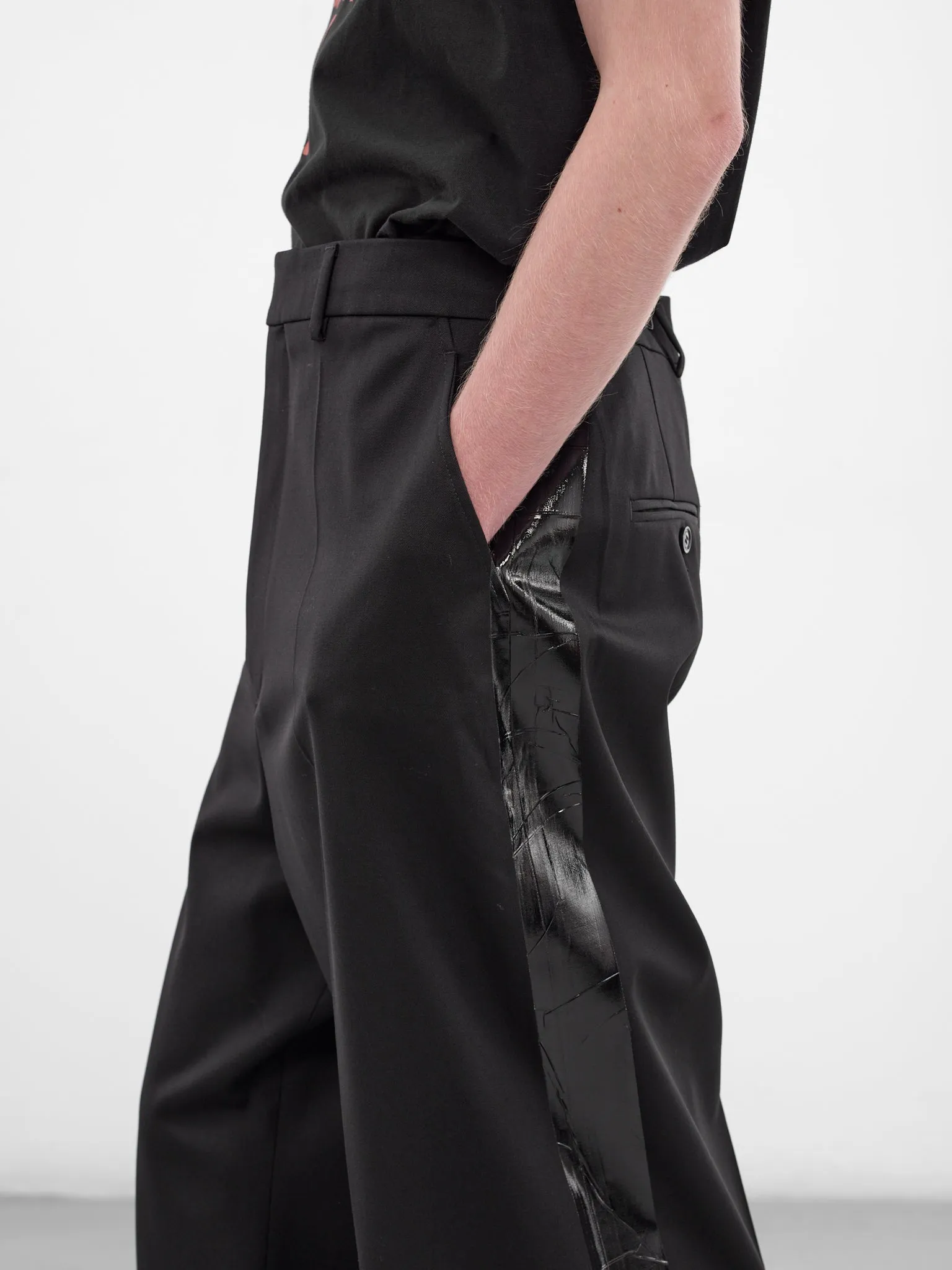 Black Wool Duct Tape Pants (ME76TP026B-BLACK) sold by lorenzo product image thumbnail 3