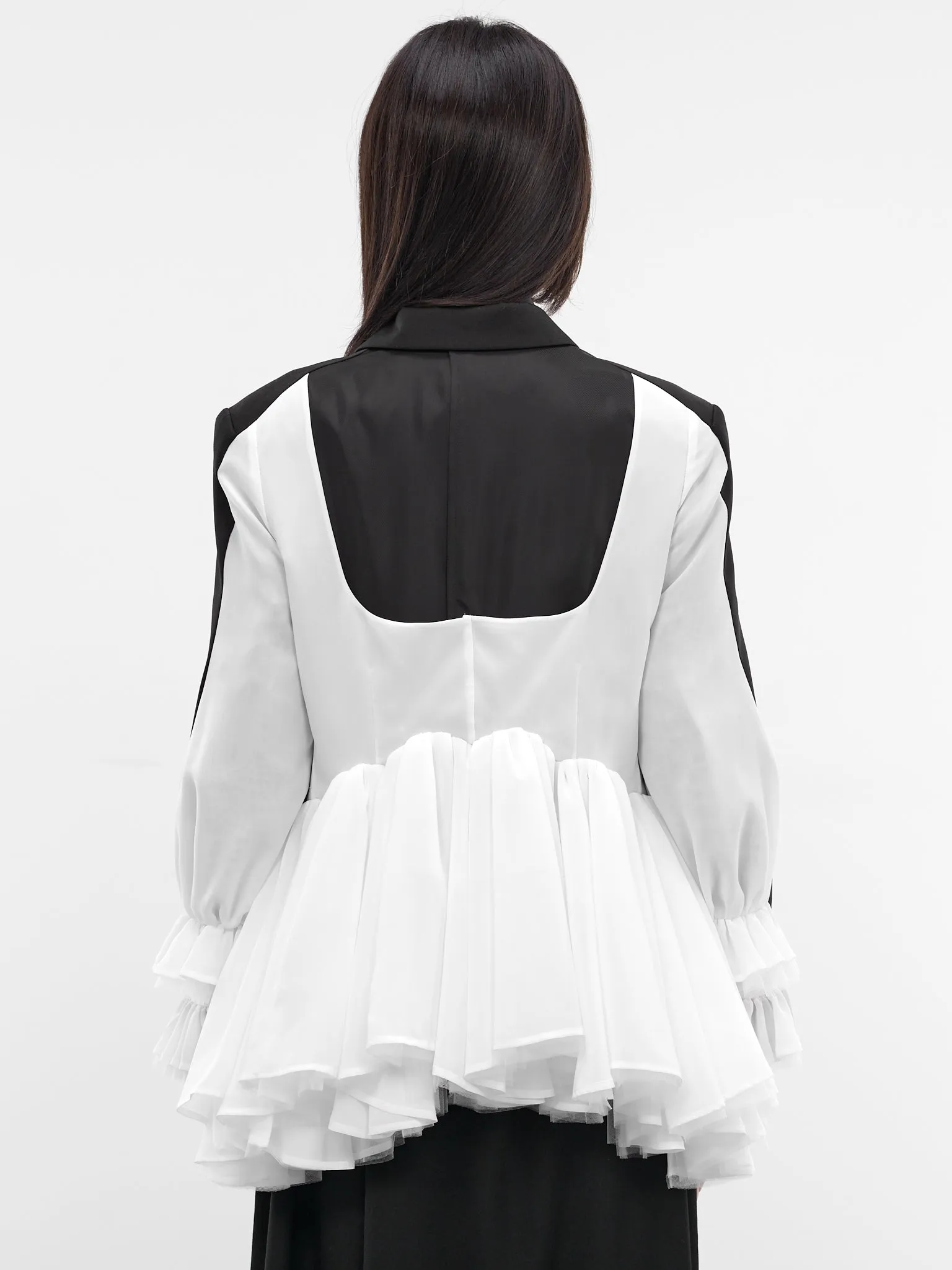 Black Hybrid Deconstructed Gathering Blazer (3Q-J002-S26-BLACK-WHITE) sold by lorenzo product image thumbnail 3