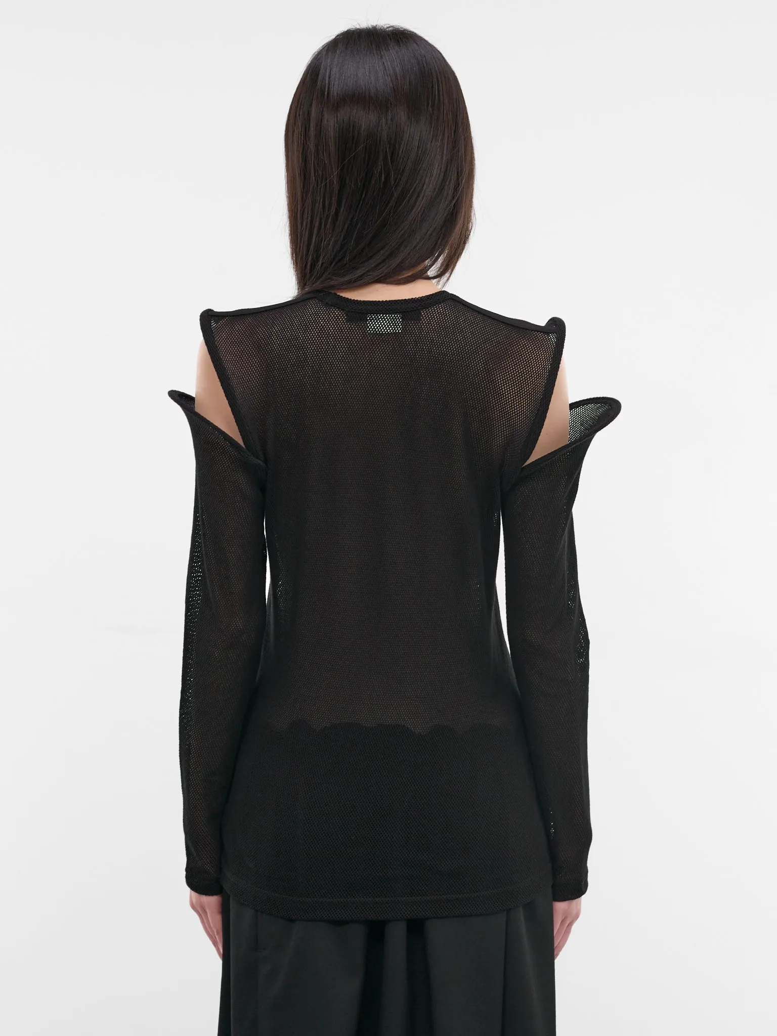 Sculptural Cut-Out Shoulders Mesh Top (JQ-T026-S26-1-BLACK) sold by lorenzo product image thumbnail 3