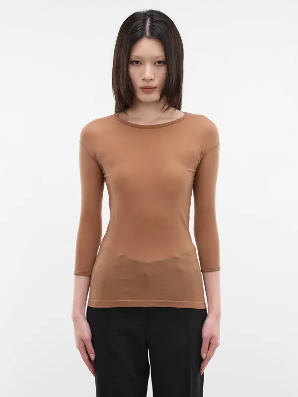 Brown Nylon Long Sleeve Top (JQ-T015-S26-2-BROWN) made by Junya Watanabe