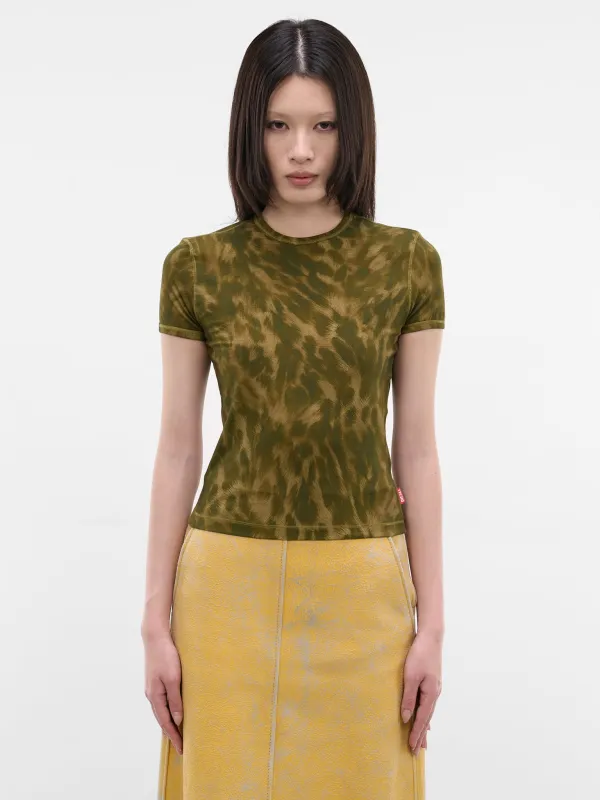 Brown Animal Fur Print Tee (A23572-0TJBF-5CRA-MILITARY-GRE) made by Diesel