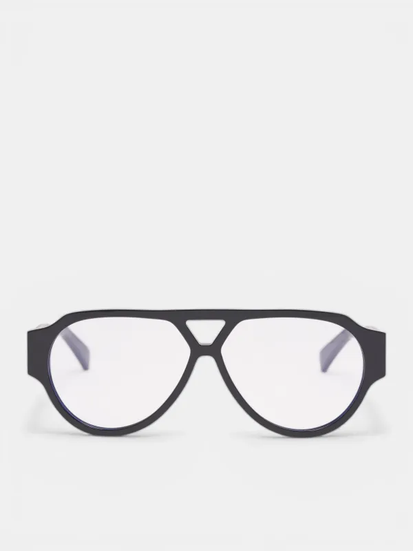 Black Rounded Aviator Glasses (810164V2Q30002-BLACK) made by Bottega Veneta