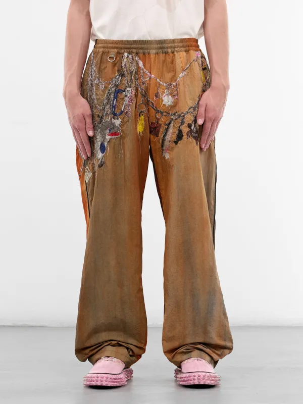 Trompe L'oeil Embroidered Track Pants (26SS22PT354-BROWN) made by Doublet