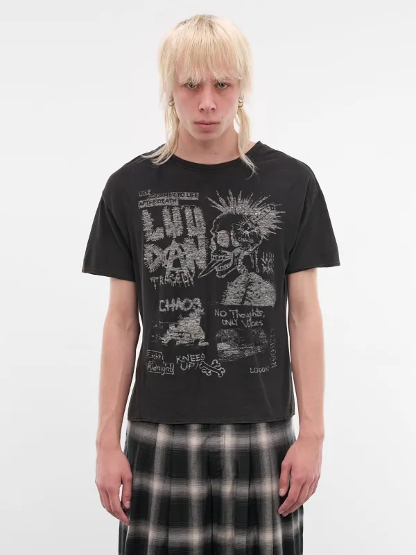 Black Cotton Thrash Graphic Tee (MT096J-SJ-906-BLACK) made by LUU DAN