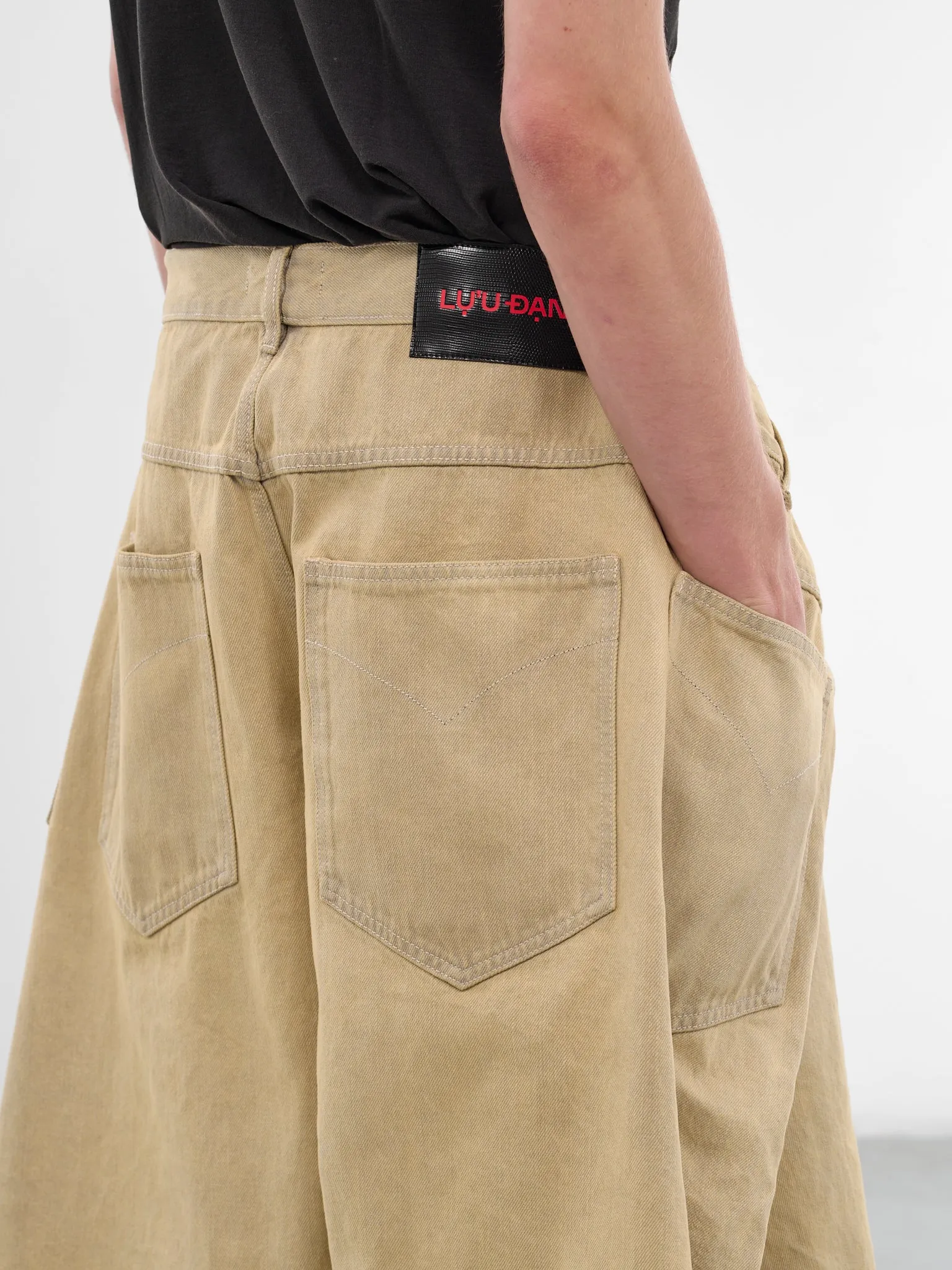 Whitewashed Denim Draped Maxi Shorts (MP112D-WD-102-WHITEWASHED) sold by lorenzo product image thumbnail 4