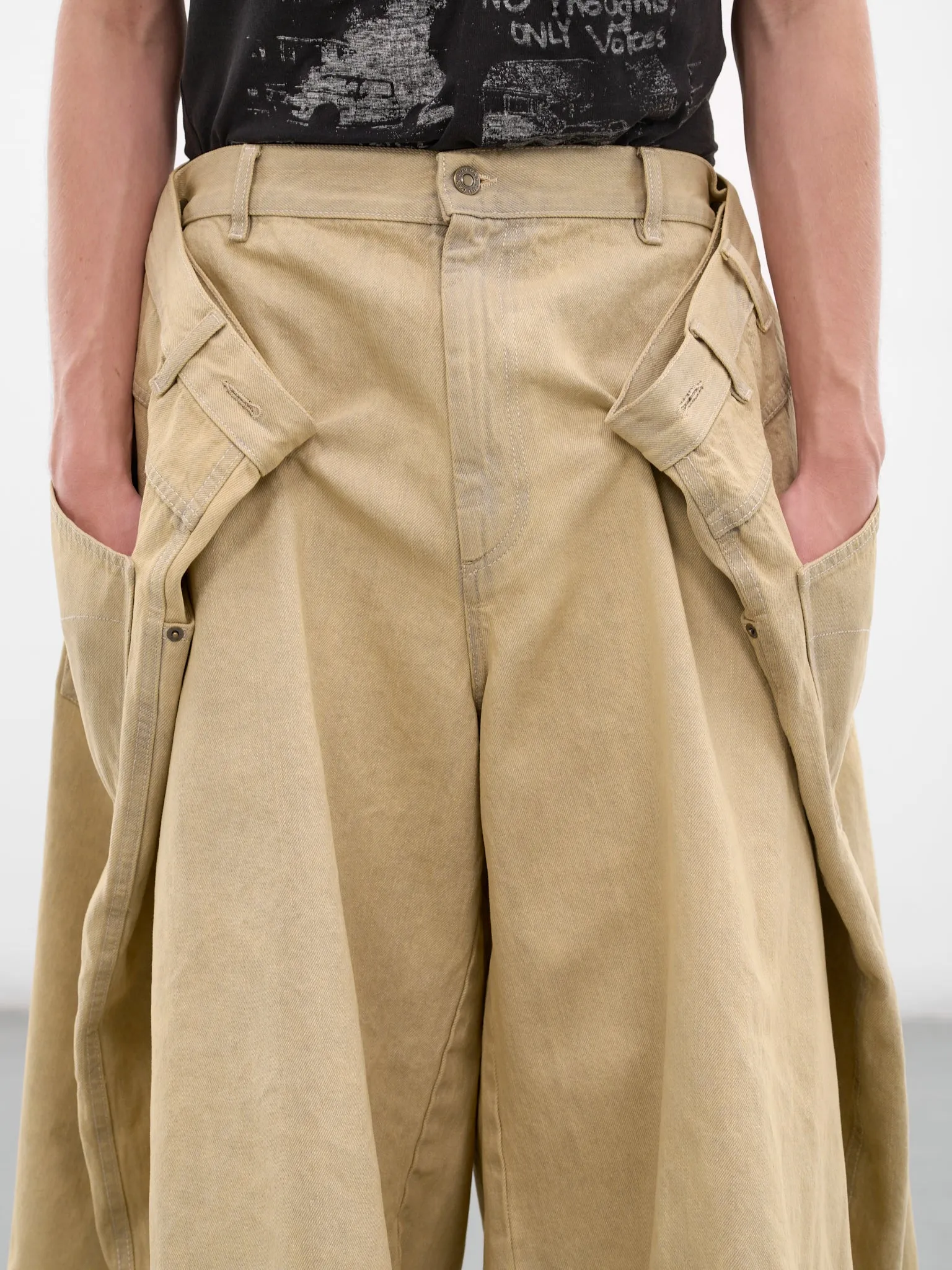 Whitewashed Denim Draped Maxi Shorts (MP112D-WD-102-WHITEWASHED) sold by lorenzo product image thumbnail 5