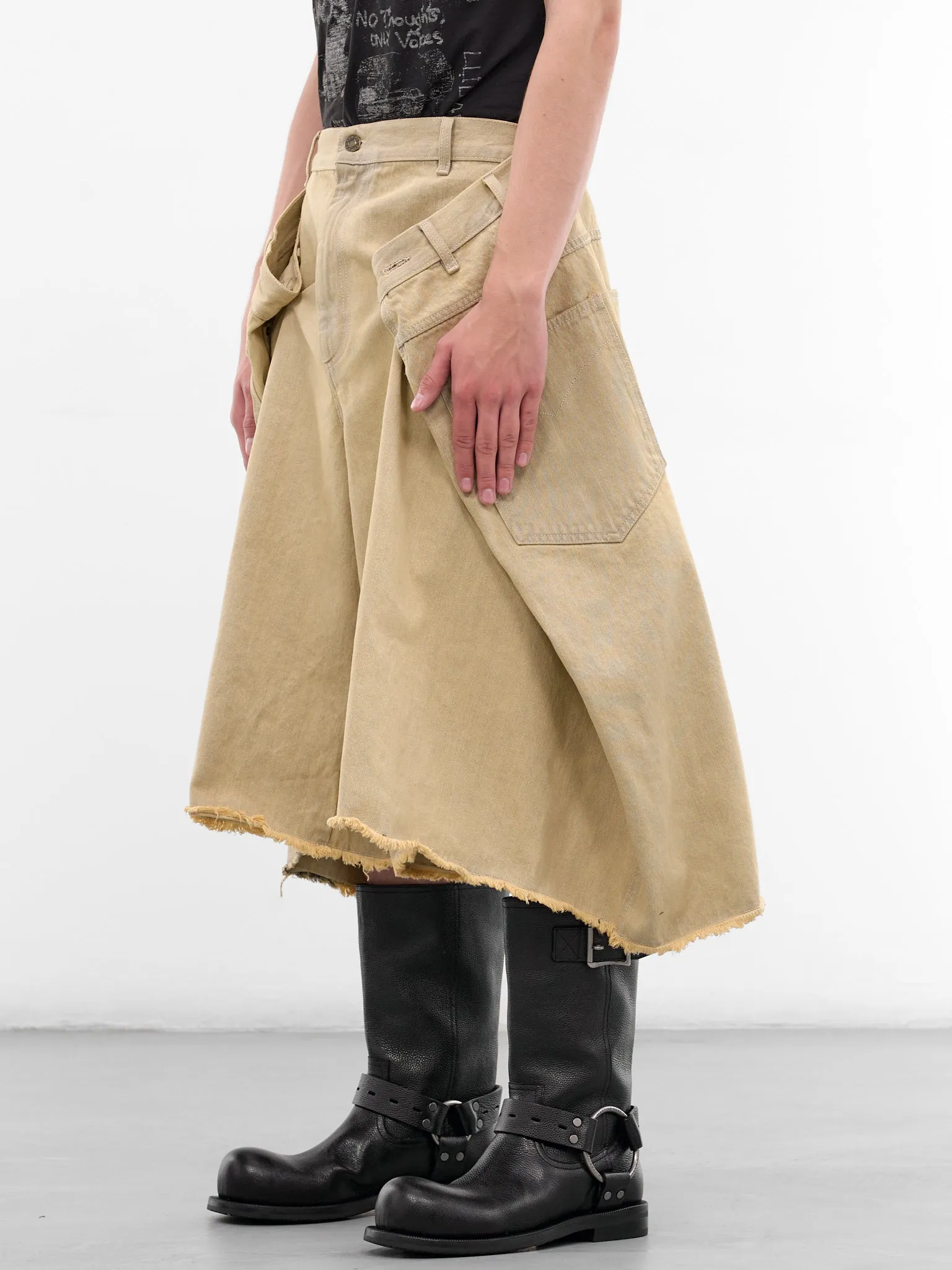 Whitewashed Denim Draped Maxi Shorts (MP112D-WD-102-WHITEWASHED) sold by lorenzo product image thumbnail 2