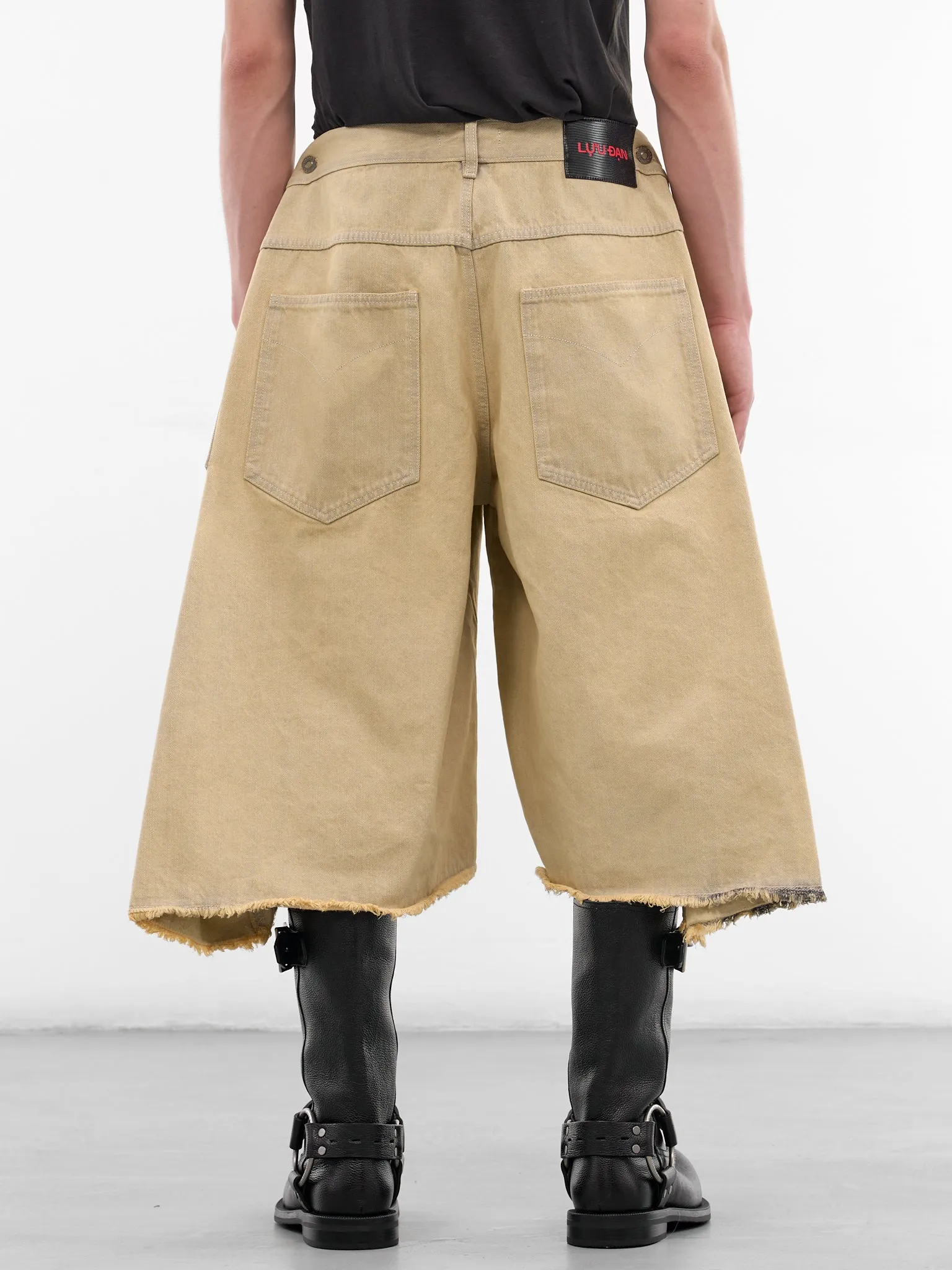 Whitewashed Denim Draped Maxi Shorts (MP112D-WD-102-WHITEWASHED) sold by lorenzo product image thumbnail 3