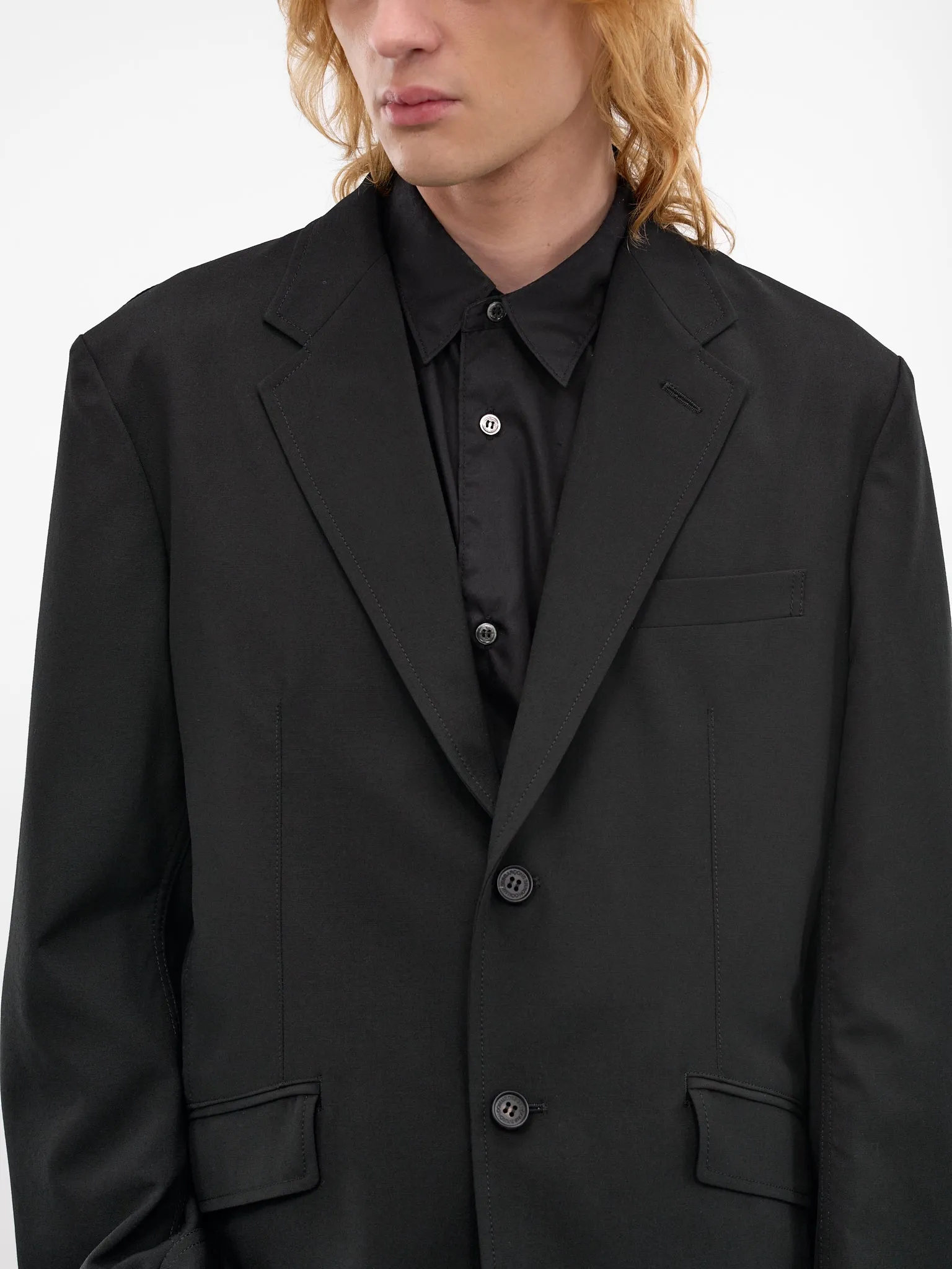 Black Wool Tailored Blazer (HQ-J101-S26-BLACK) sold by lorenzo product image thumbnail 5