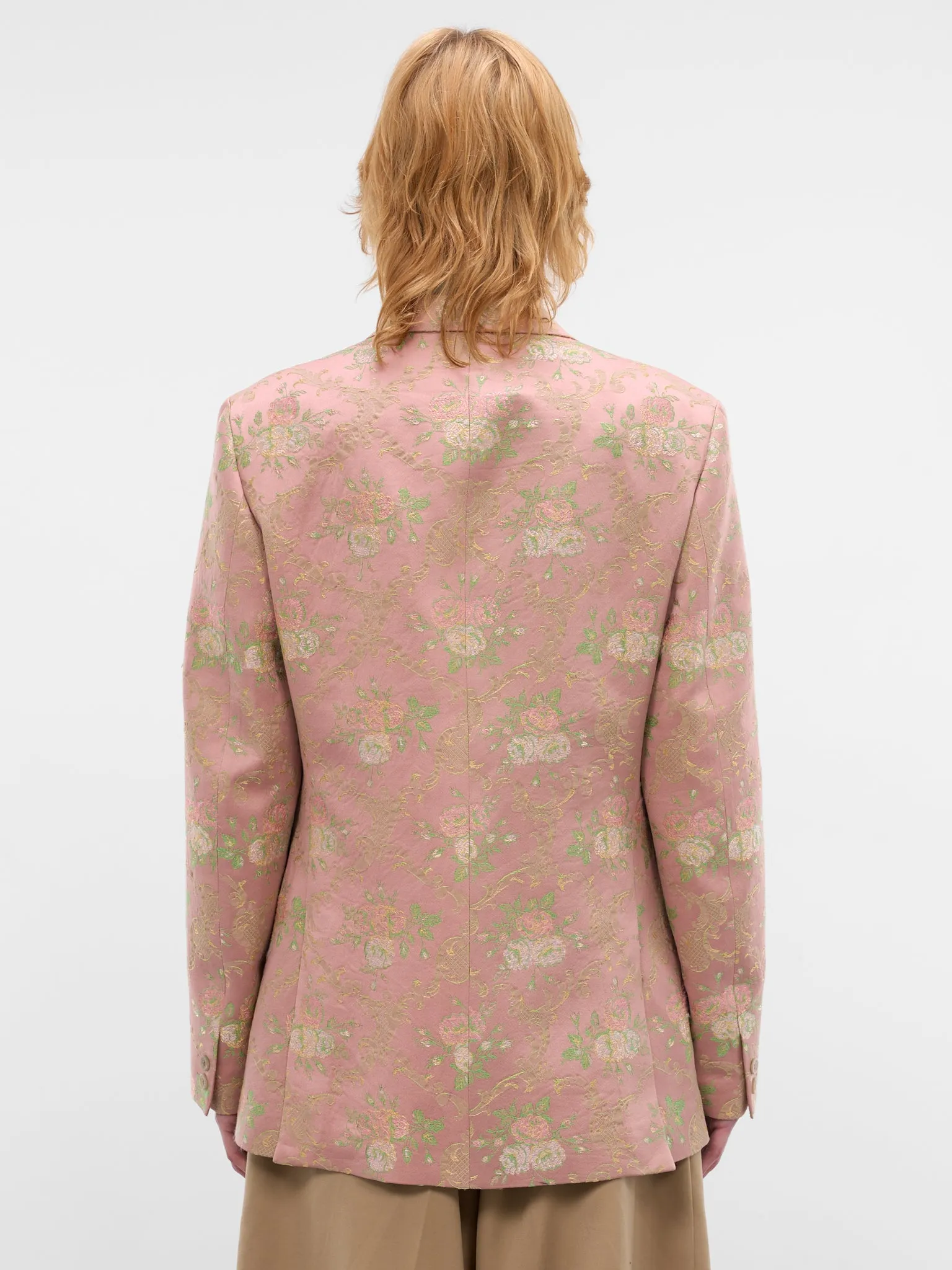 Pink Floral Tailored Blazer (WQ-J032-S26-PINK-GREEN) sold by lorenzo product image thumbnail 3