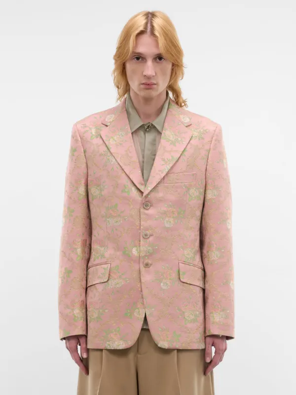 Pink Floral Tailored Blazer (WQ-J032-S26-PINK-GREEN) made by Junya Watanabe