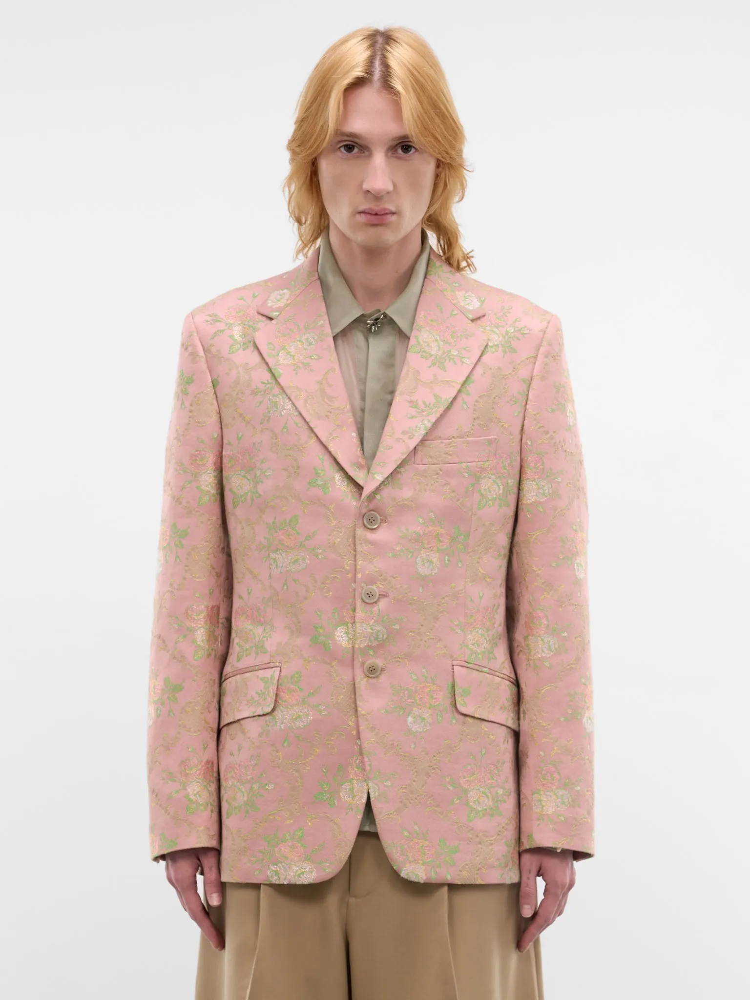 Pink Floral Tailored Blazer (WQ-J032-S26-PINK-GREEN) sold by lorenzo