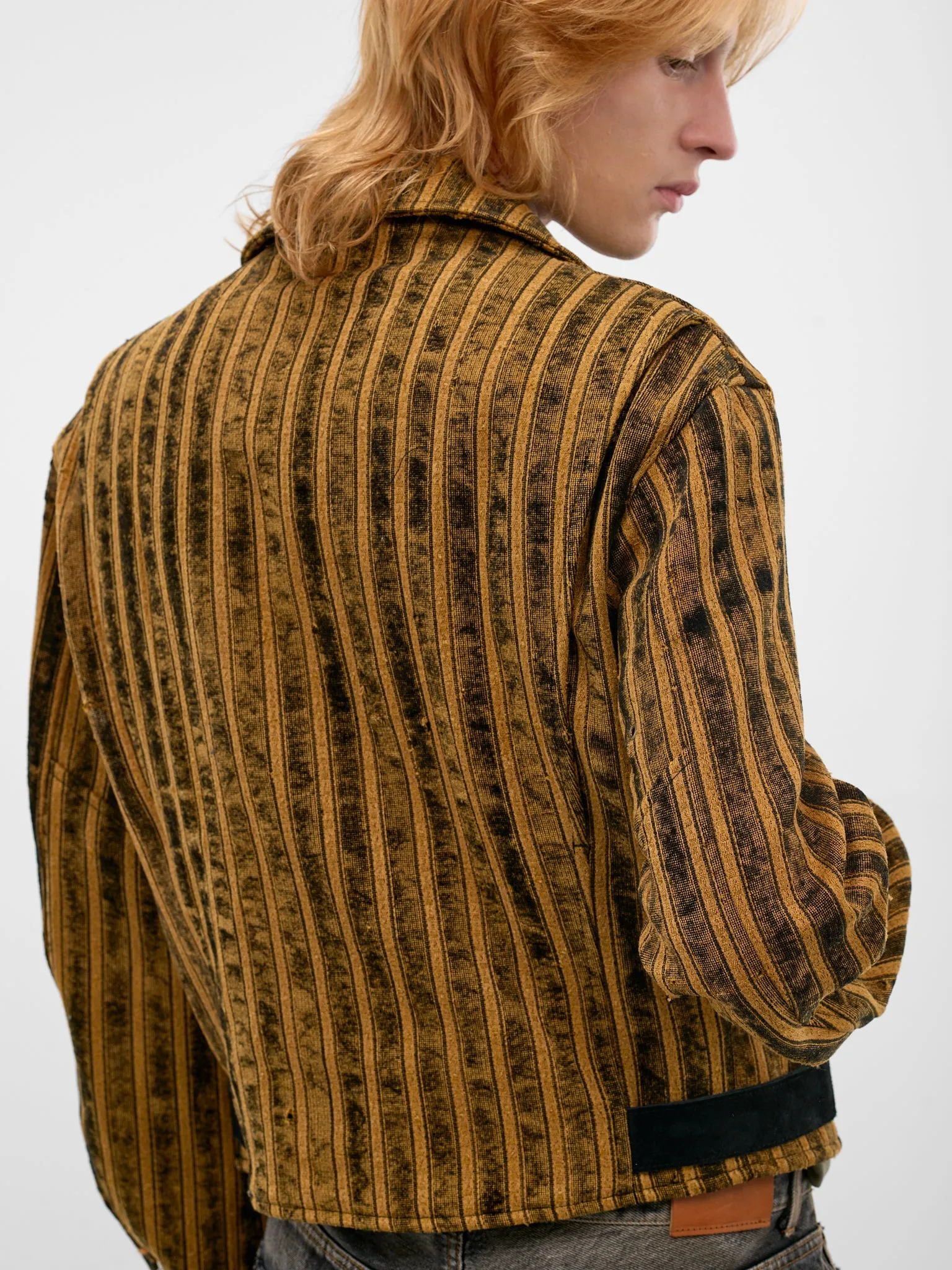 Black Striped Double-Rider Jacket (WQ-J027-BLACK-YELLOW) sold by lorenzo product image thumbnail 5