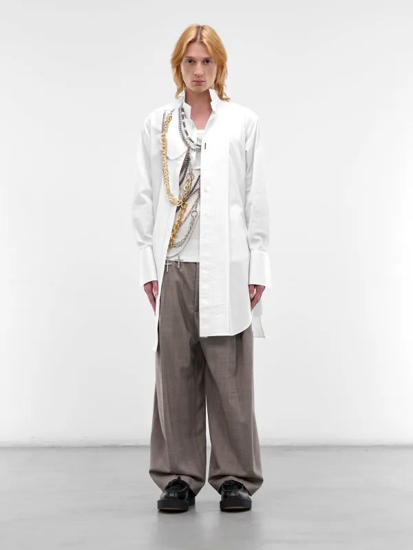 White Layered Necklaces Deconstructed Shirt (WQ-B001-S26-WHITE) sold by lorenzo