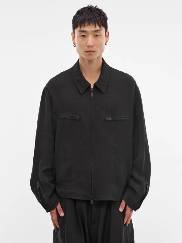 Black Relaxed Zip Jacket (HK-Y01-300-2-BLACK) made by Yohji Yamamoto