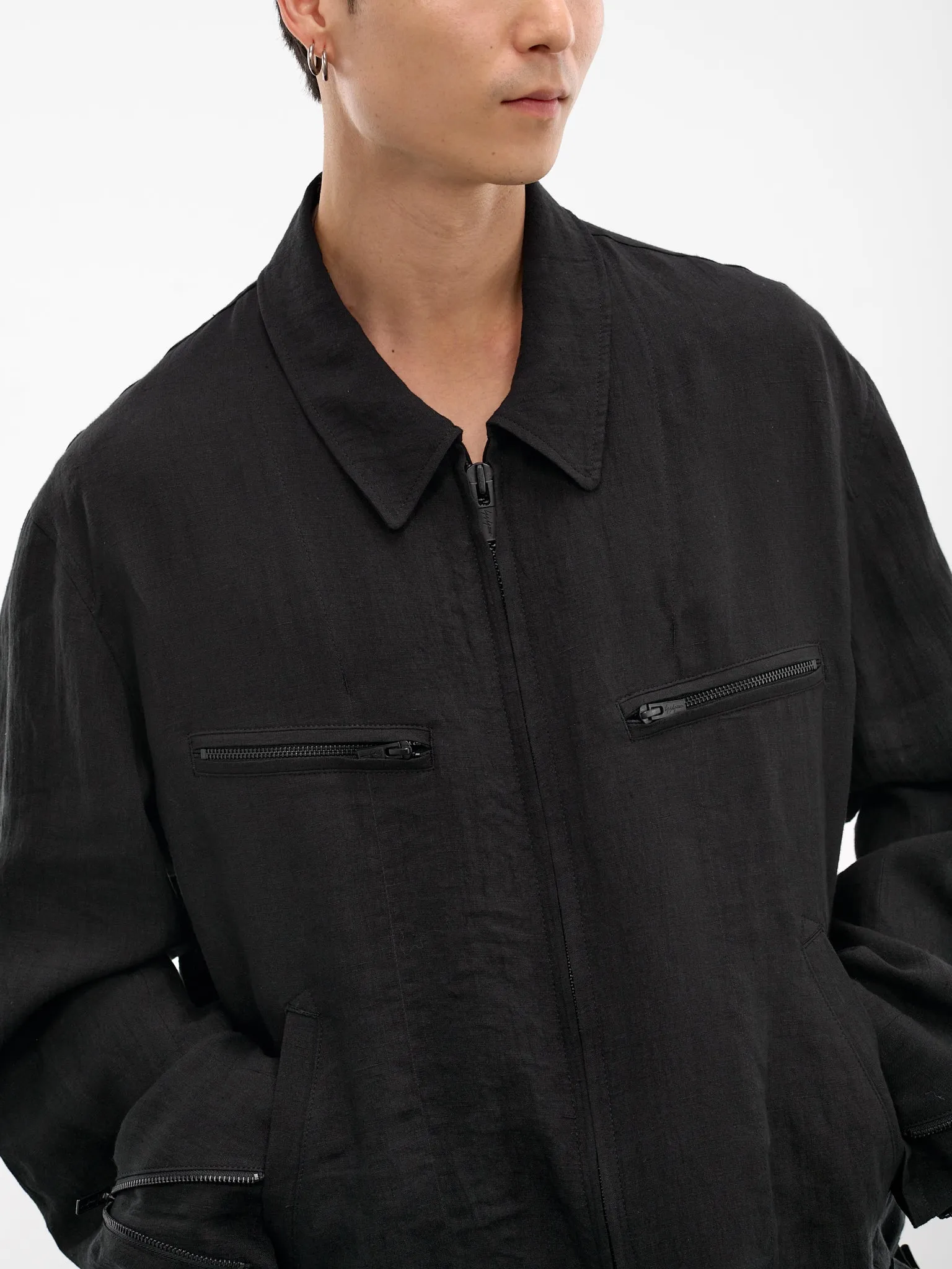 Black Relaxed Zip Jacket (HK-Y01-300-2-BLACK) sold by lorenzo product image thumbnail 5